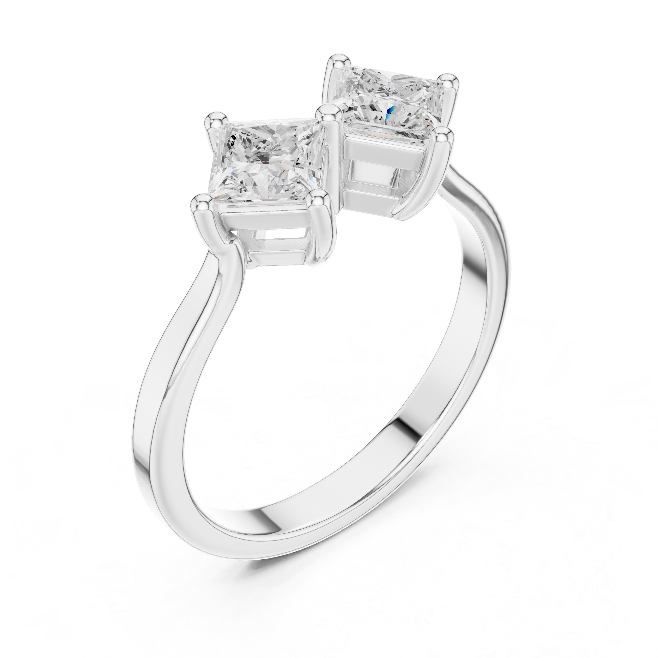 Twin Princess Diamond Engagement Ring