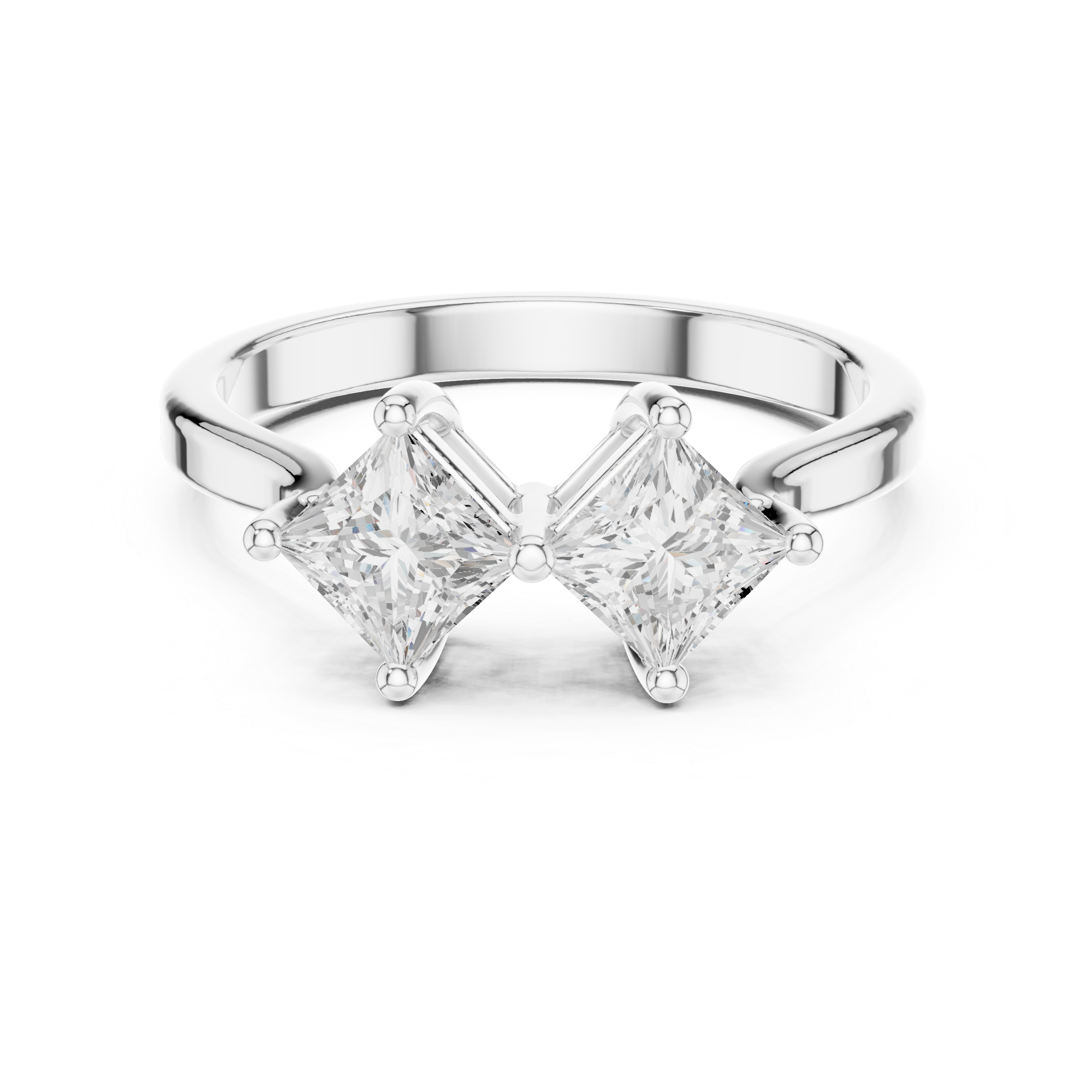 Twin Princess Diamond Engagement Ring