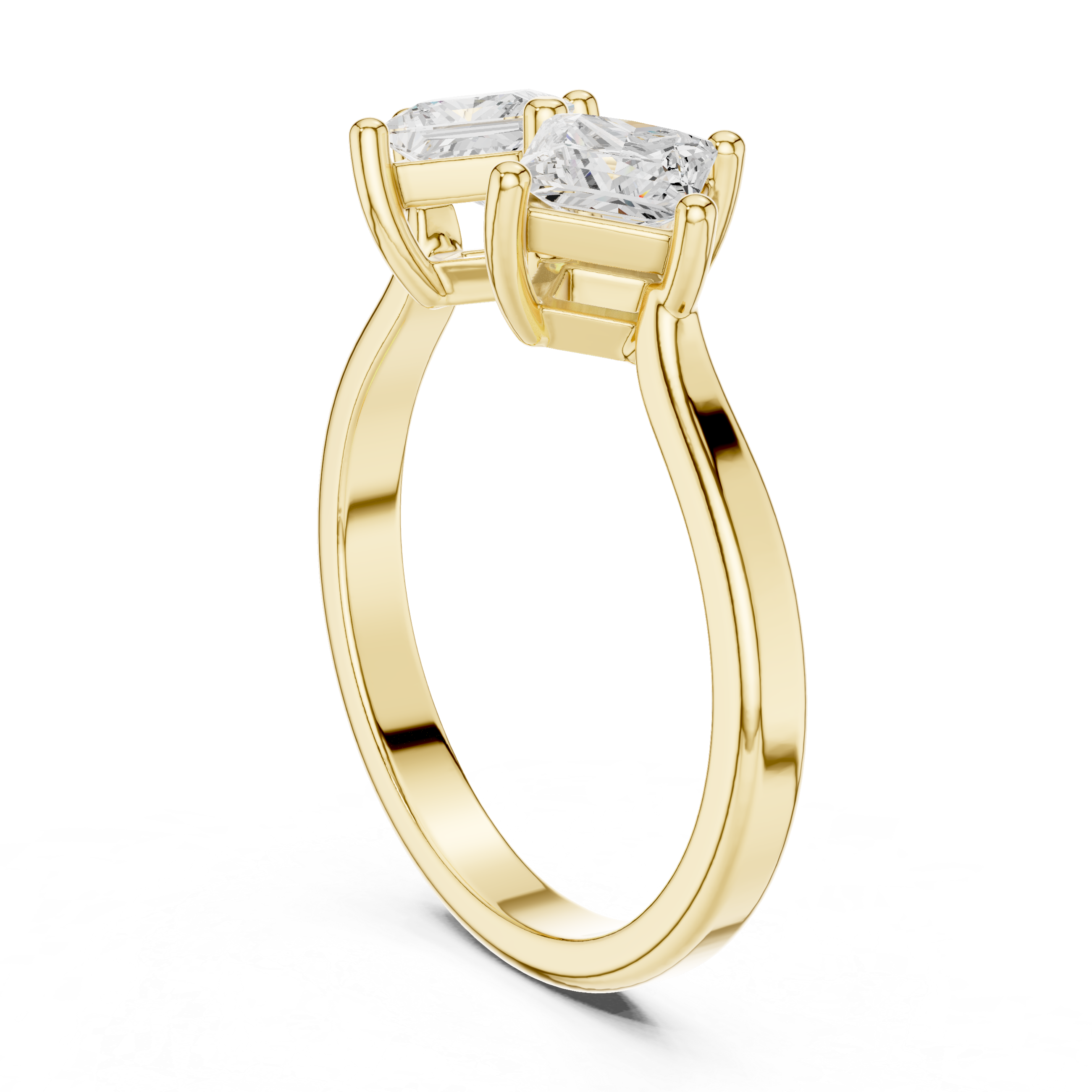 Twin Princess Diamond Engagement Ring