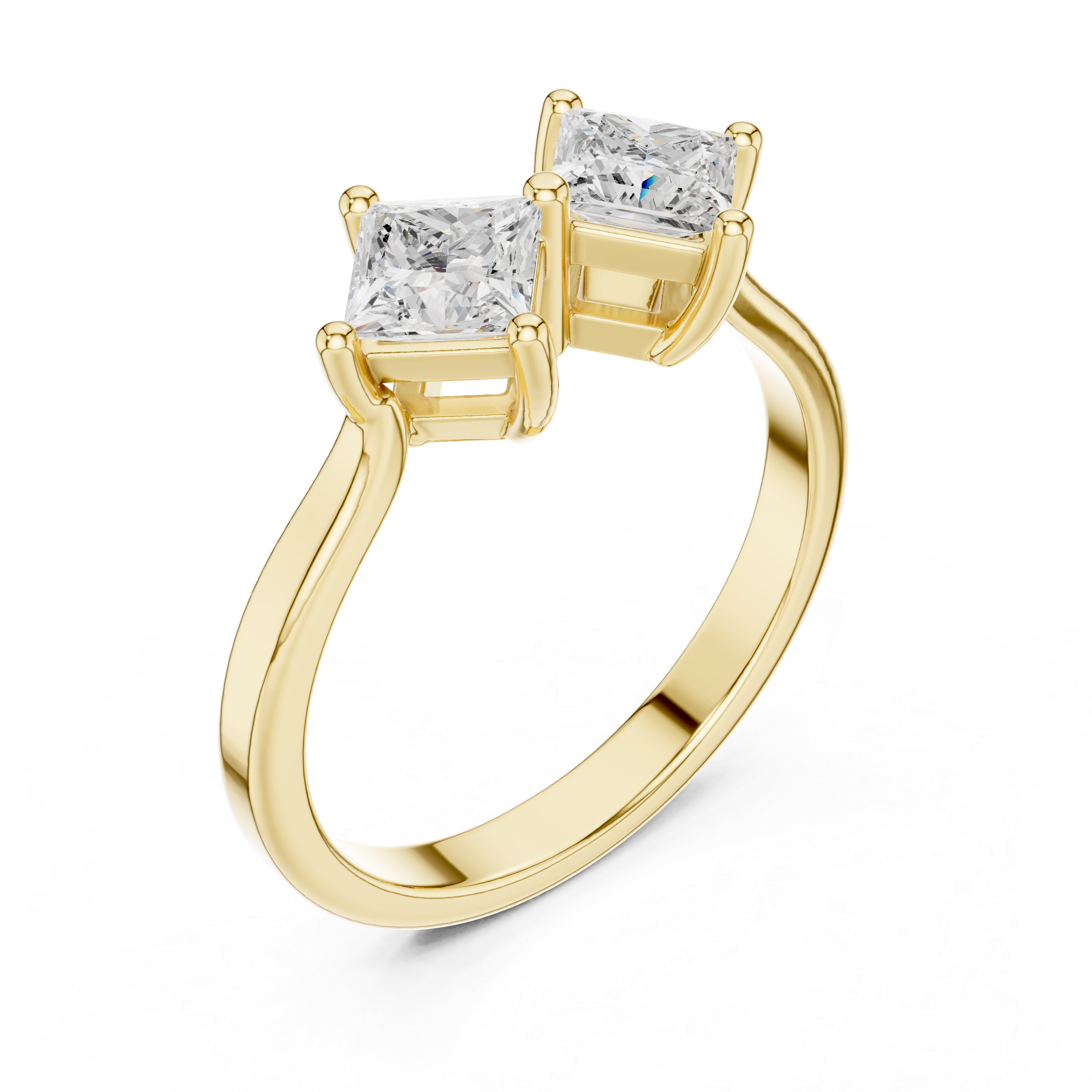 Twin Princess Diamond Engagement Ring