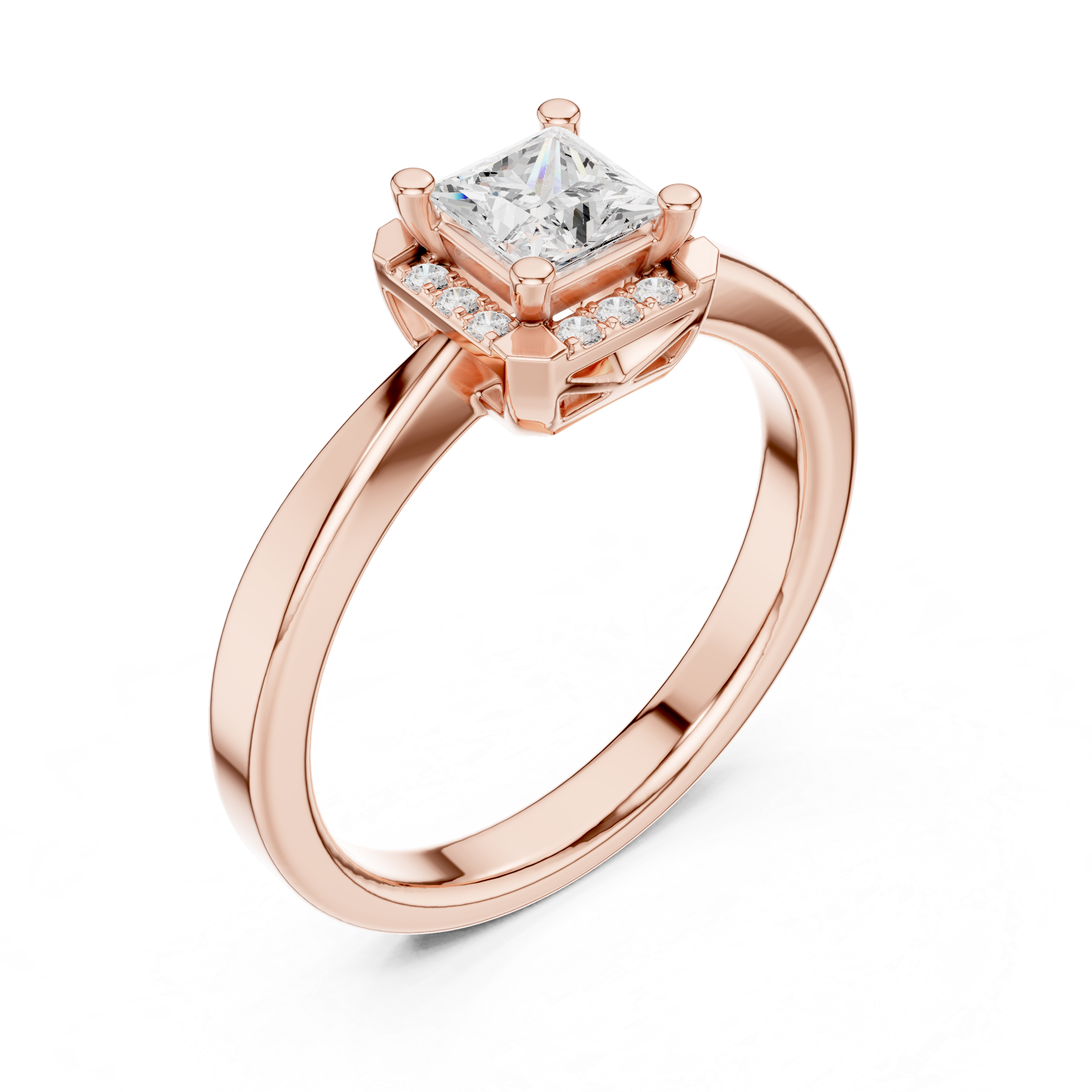 Princess Halo Diamond Engagement Ring