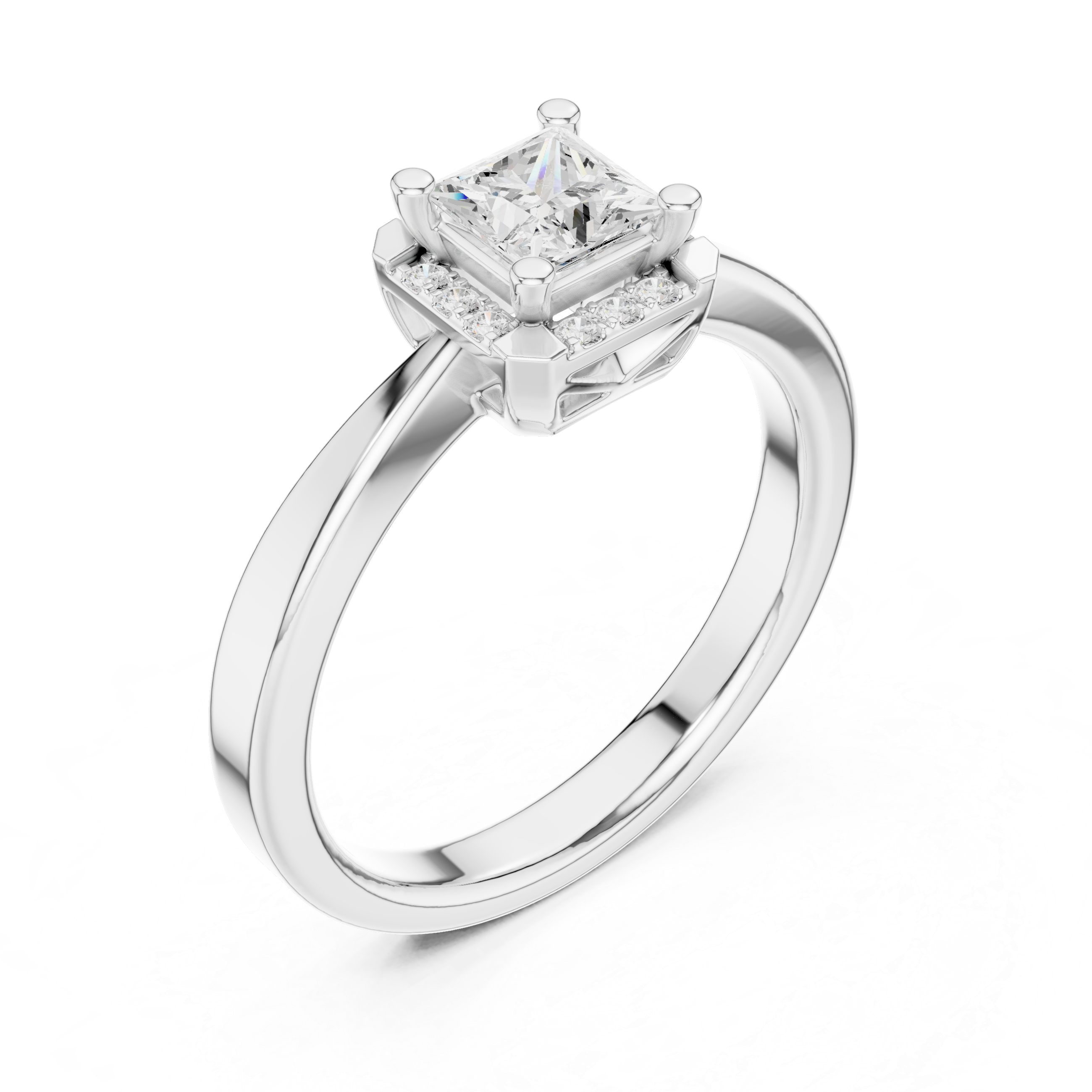 Princess Halo Diamond Engagement Ring