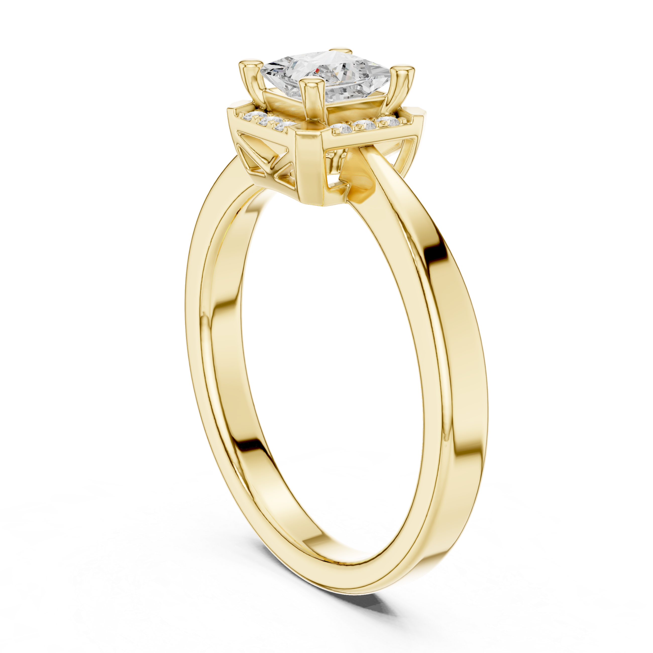 Princess Halo Diamond Engagement Ring