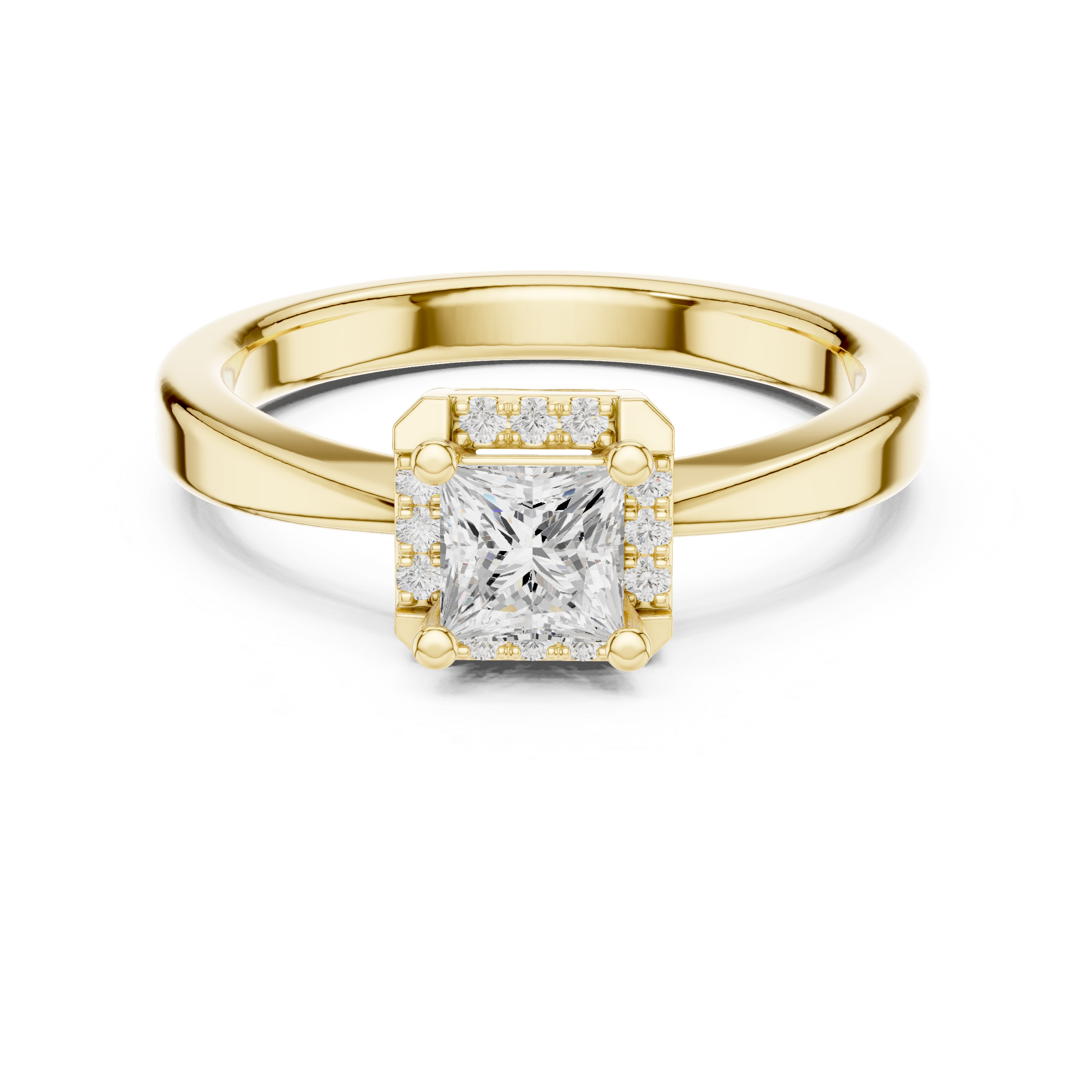 Princess Halo Diamond Engagement Ring