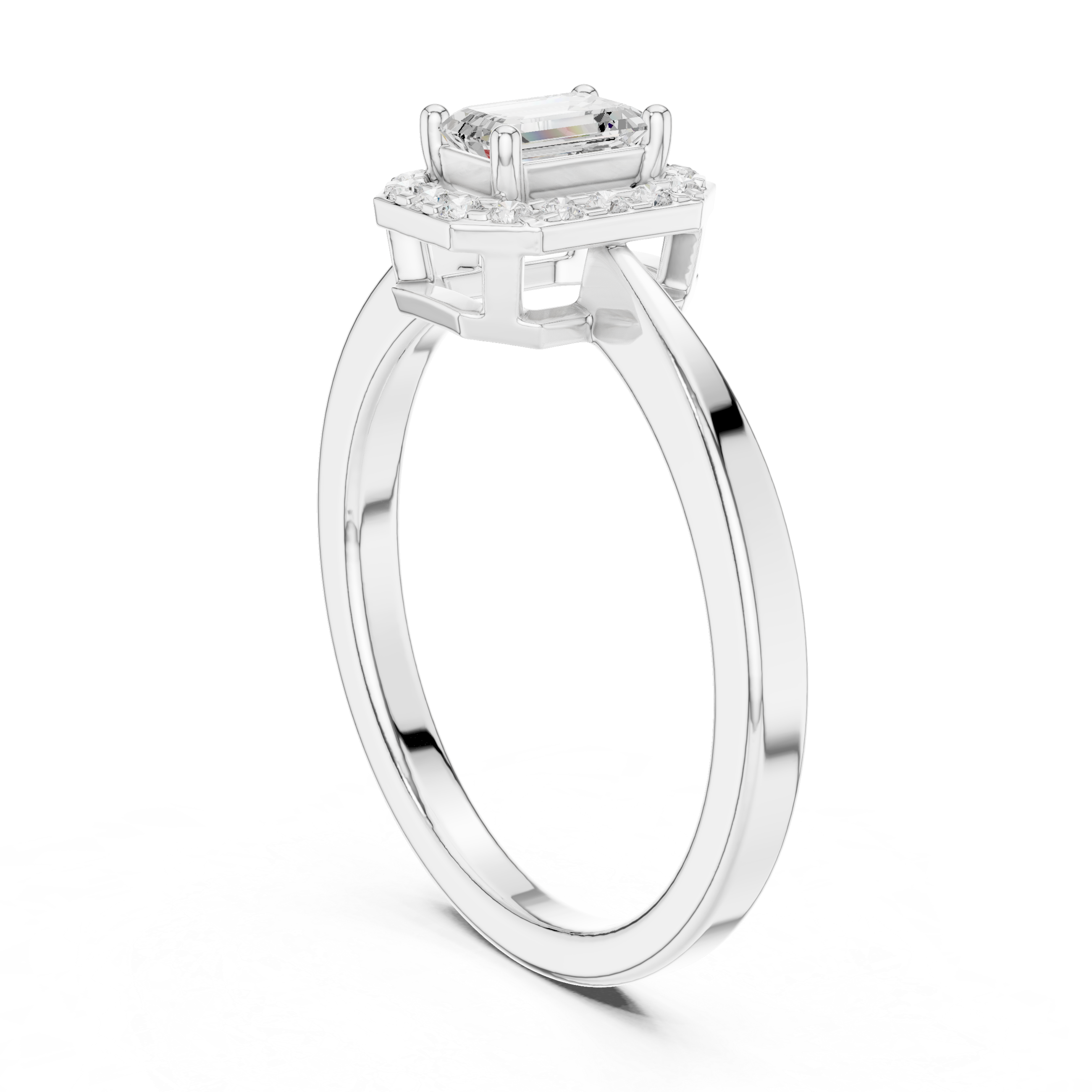 Emerald Halo Diamond Engagement Ring