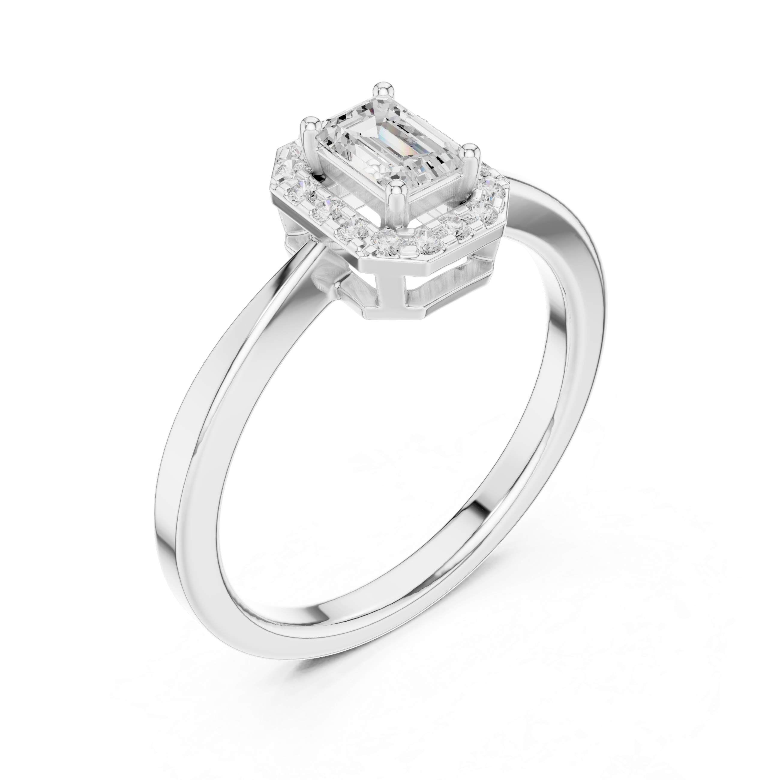 Emerald Halo Diamond Engagement Ring