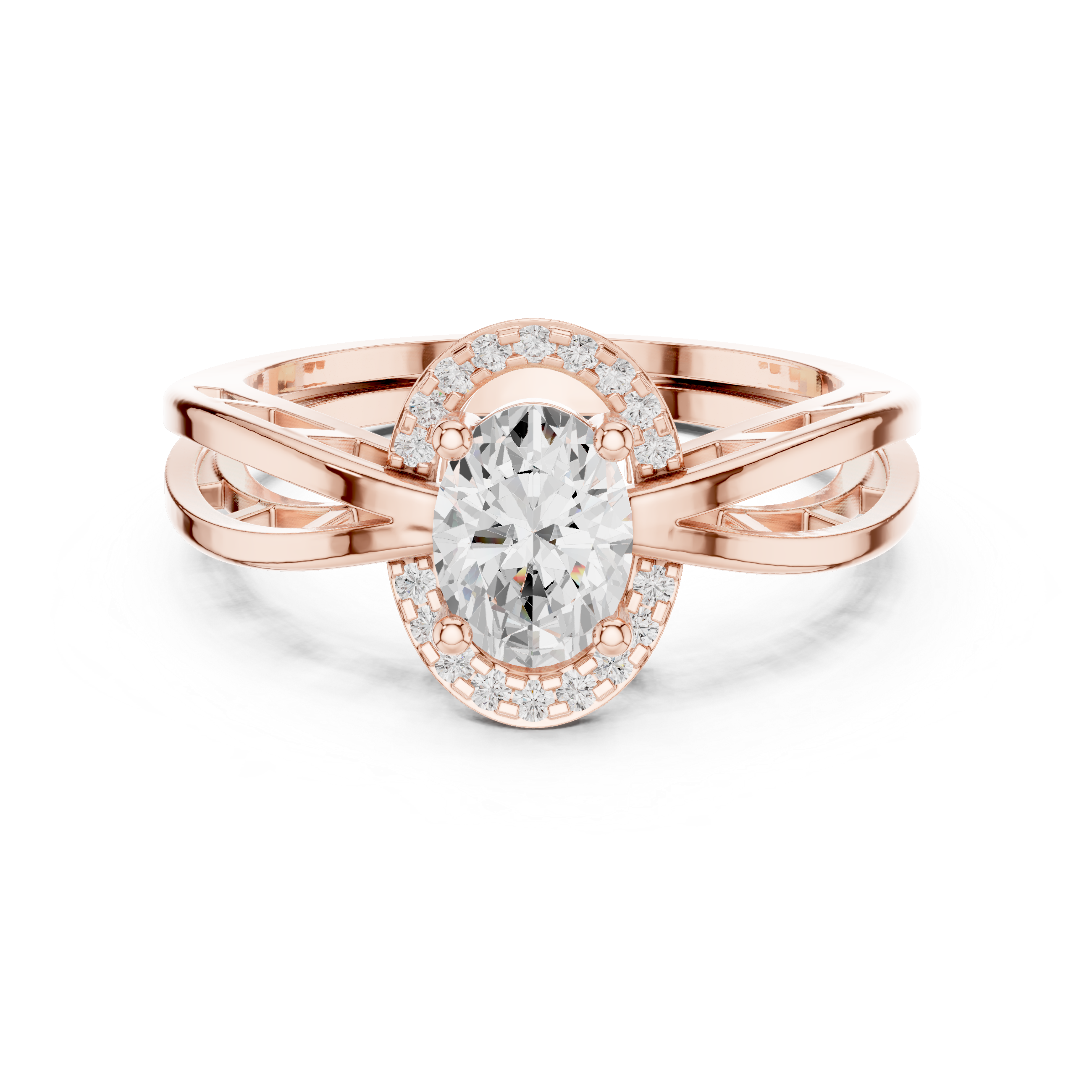 Vintage Oval Halo Diamond Engagement Ring