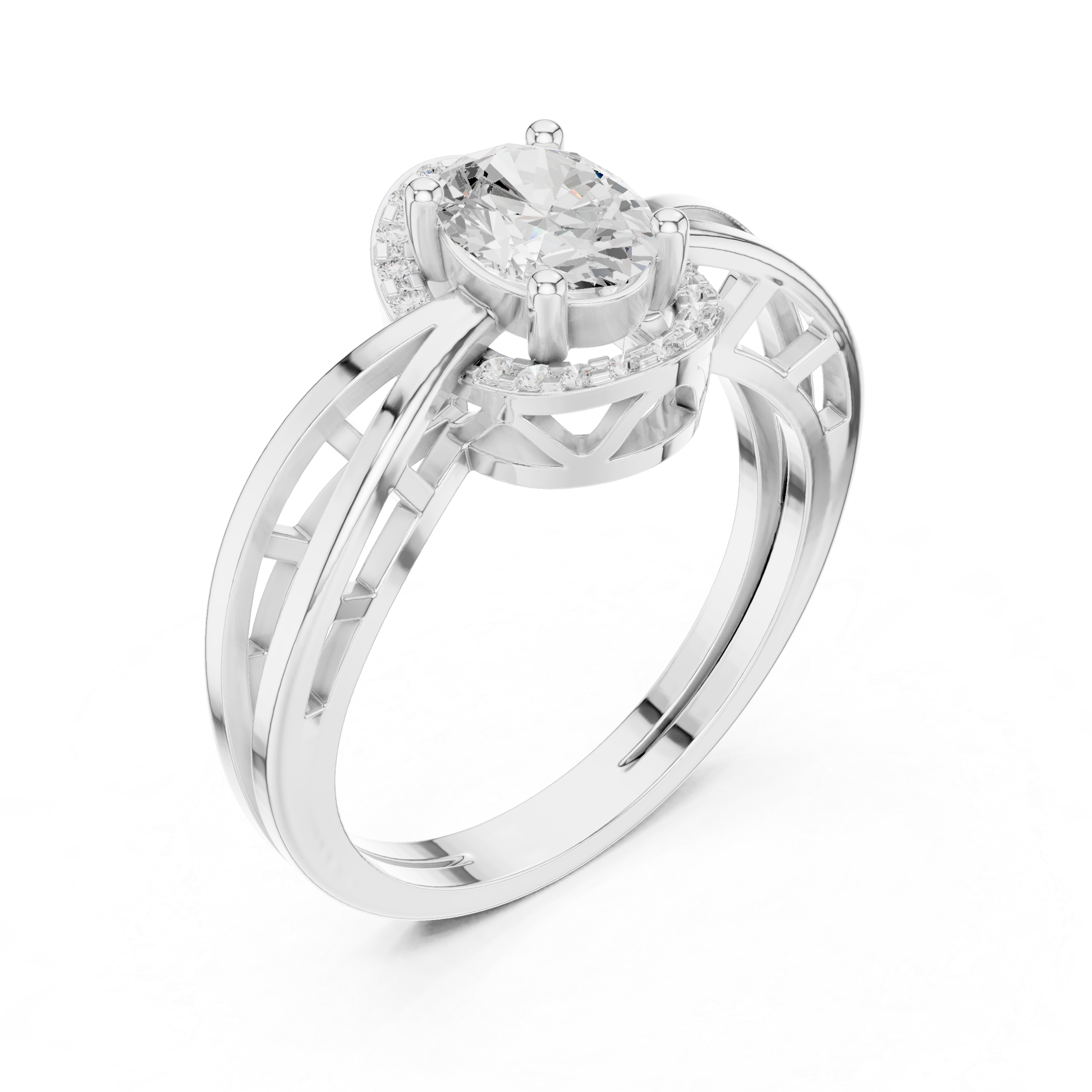 Vintage Oval Halo Diamond Engagement Ring