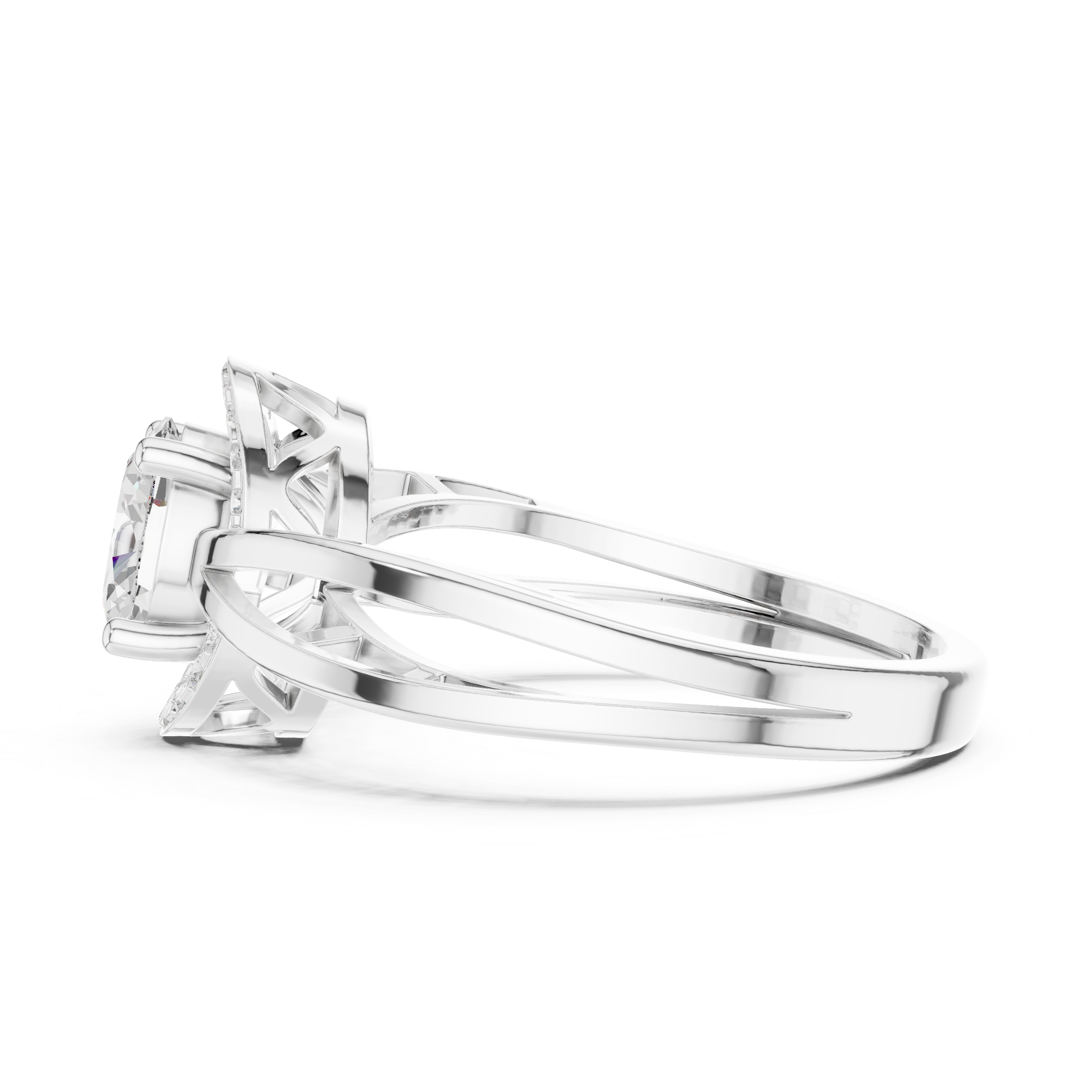 Vintage Oval Halo Diamond Engagement Ring