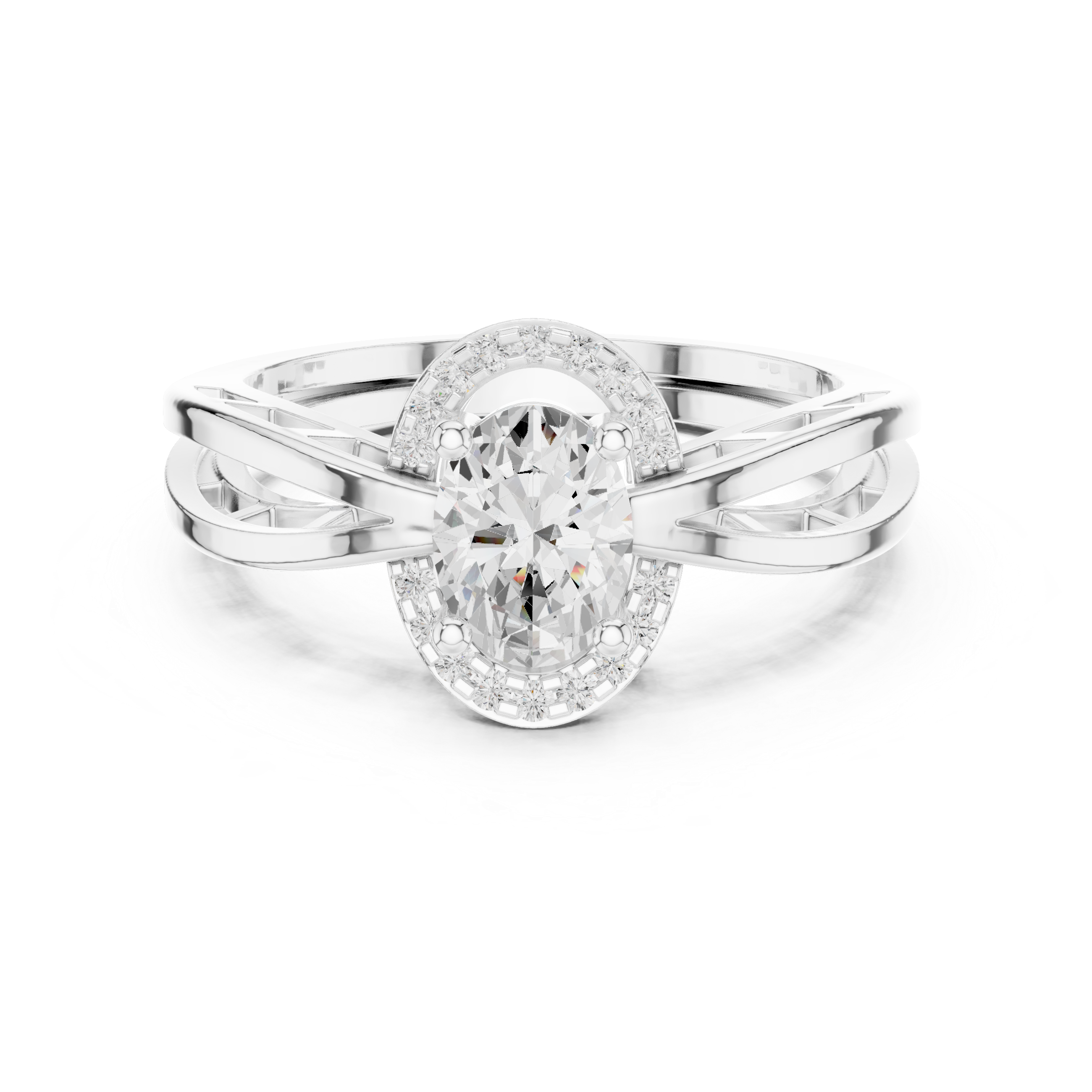 Vintage Oval Halo Diamond Engagement Ring