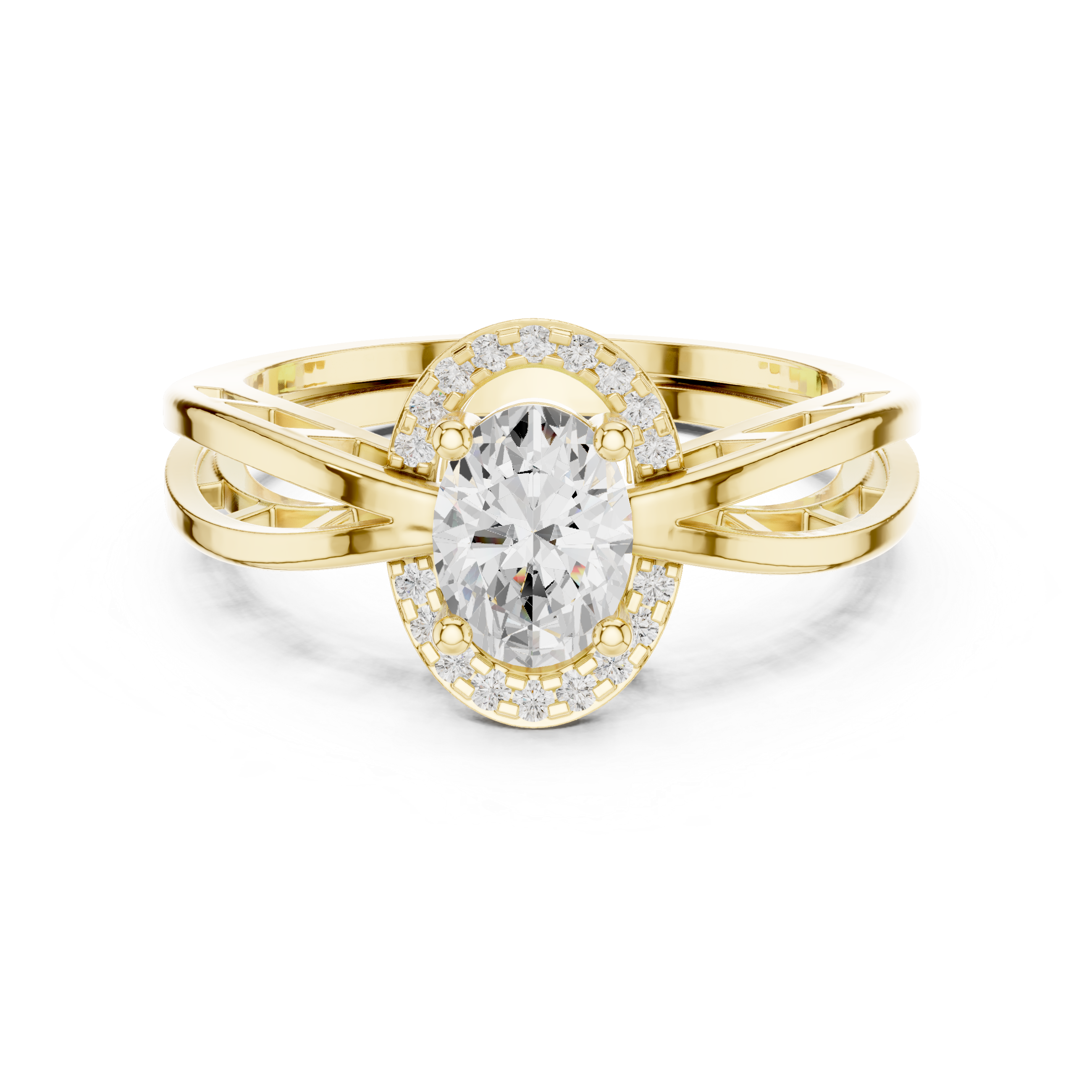 Vintage Oval Halo Diamond Engagement Ring