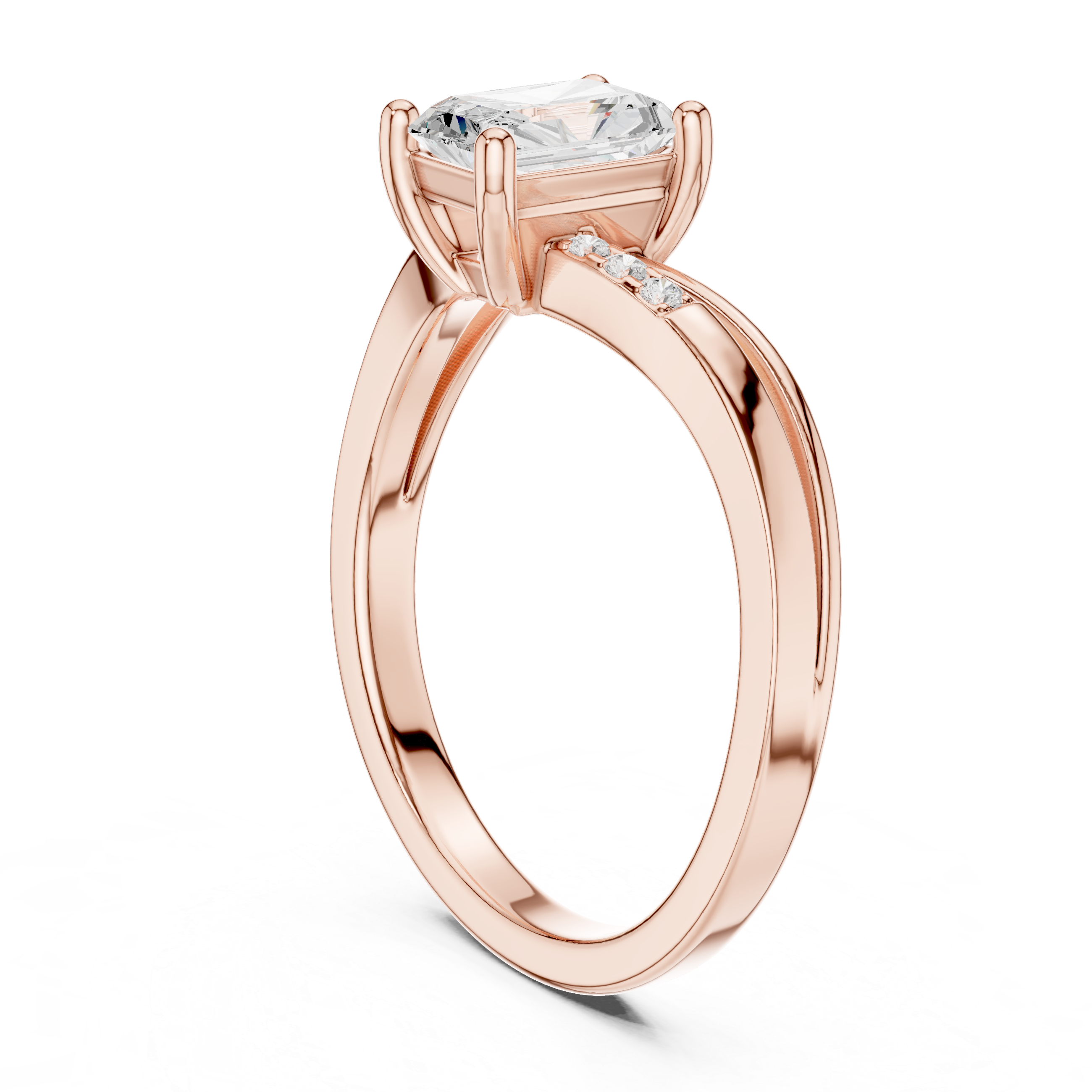 Radiant Diamond Split Shank Engagement Ring