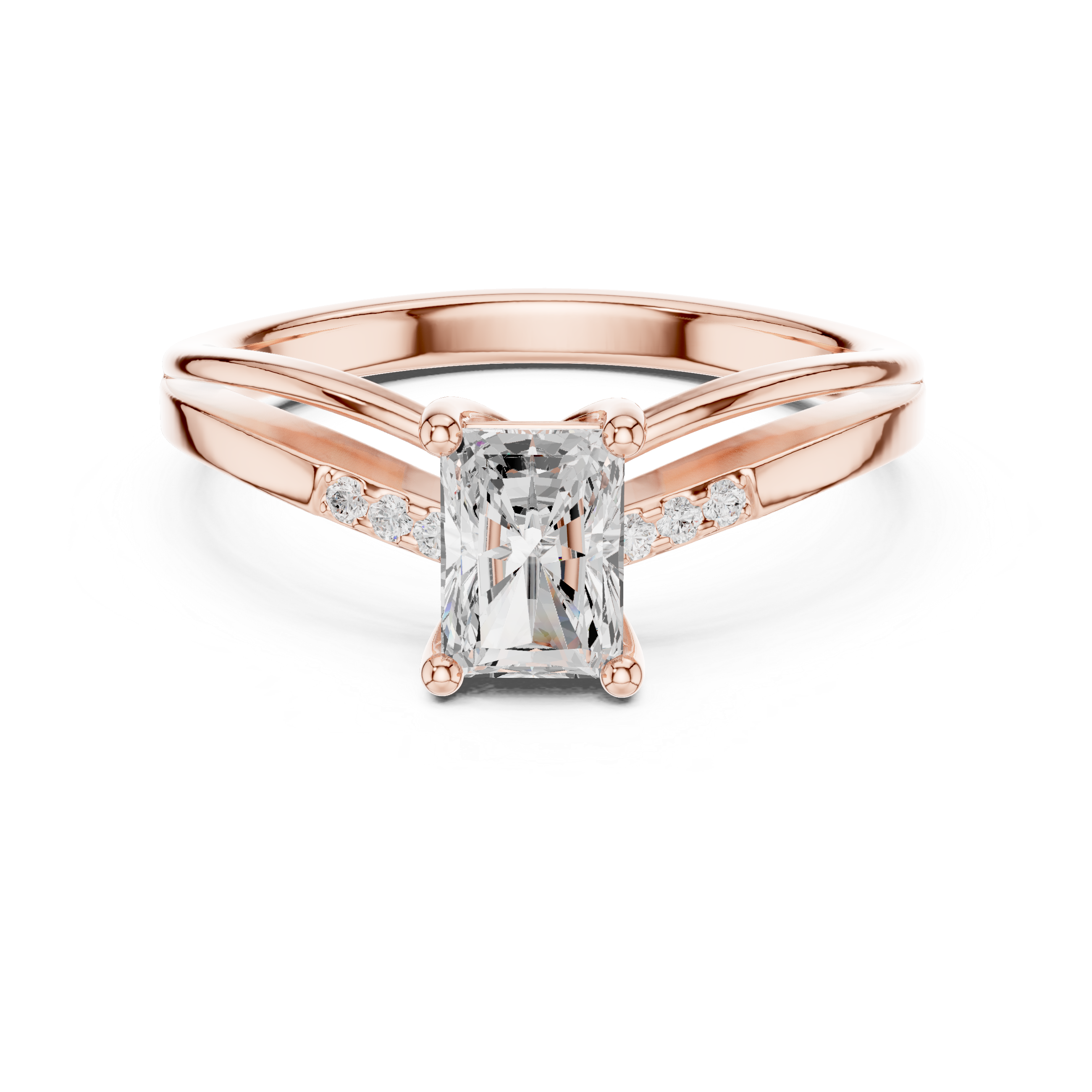 Radiant Diamond Split Shank Engagement Ring