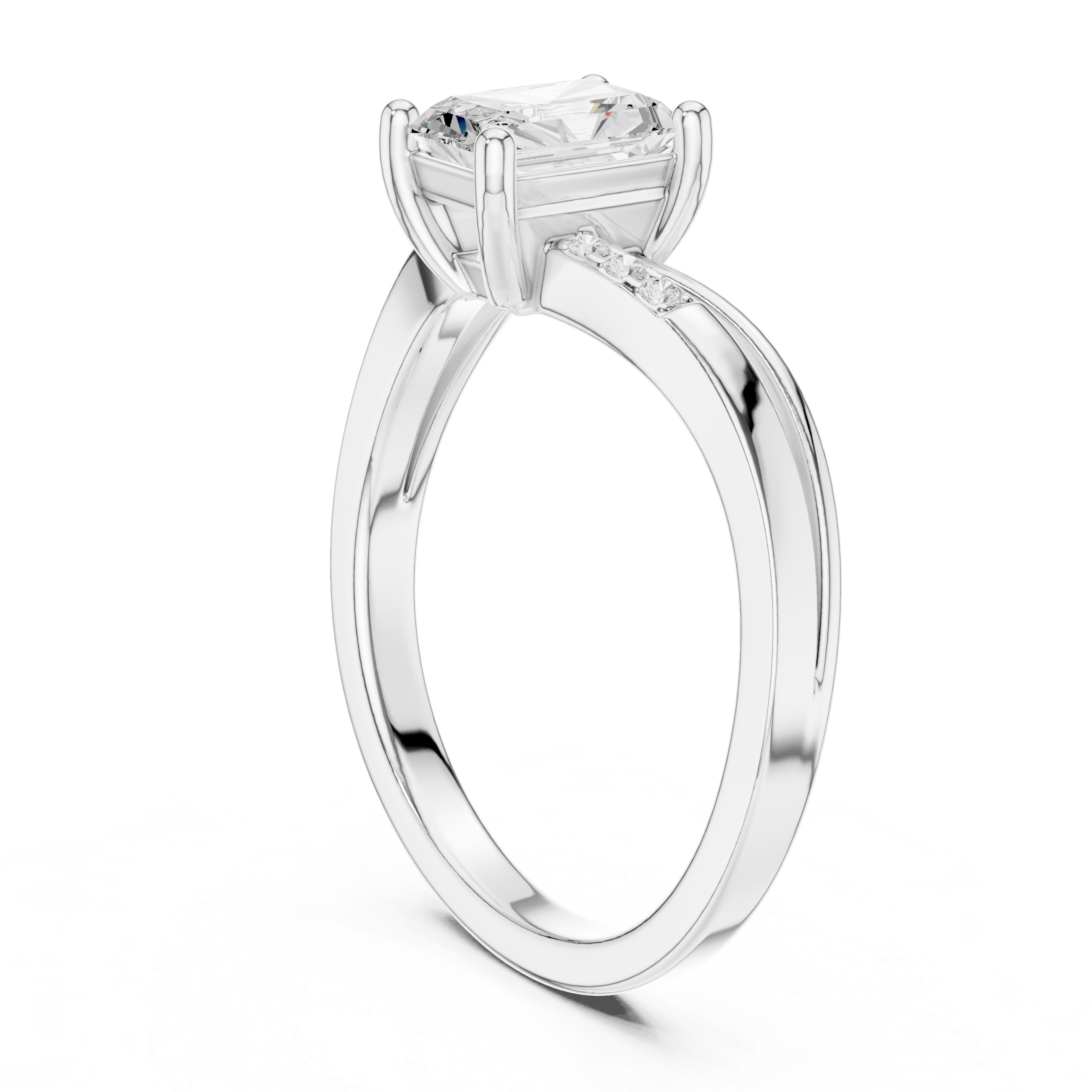Radiant Diamond Split Shank Engagement Ring