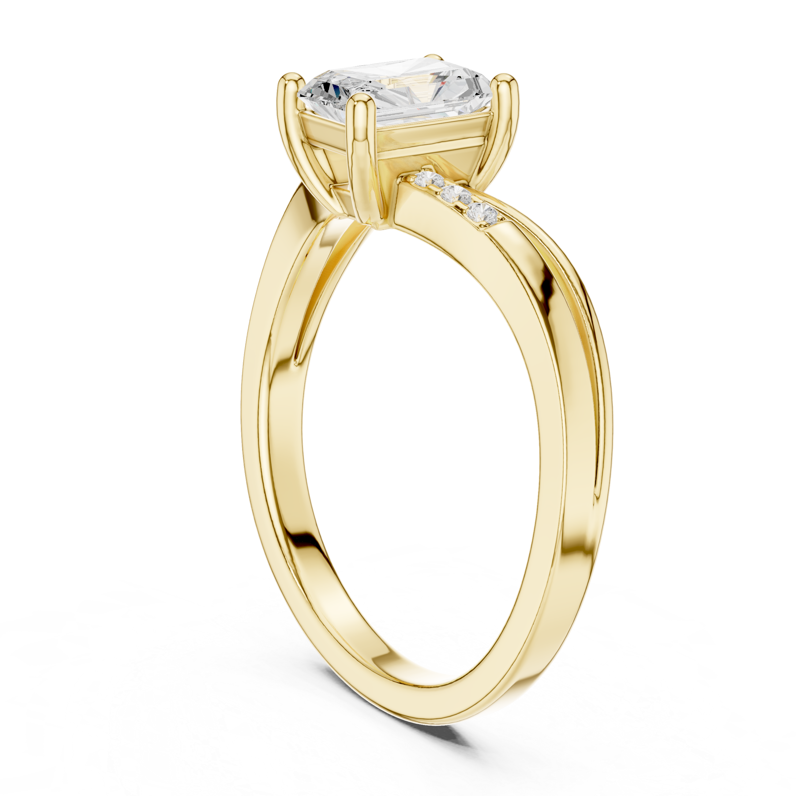 Radiant Diamond Split Shank Engagement Ring