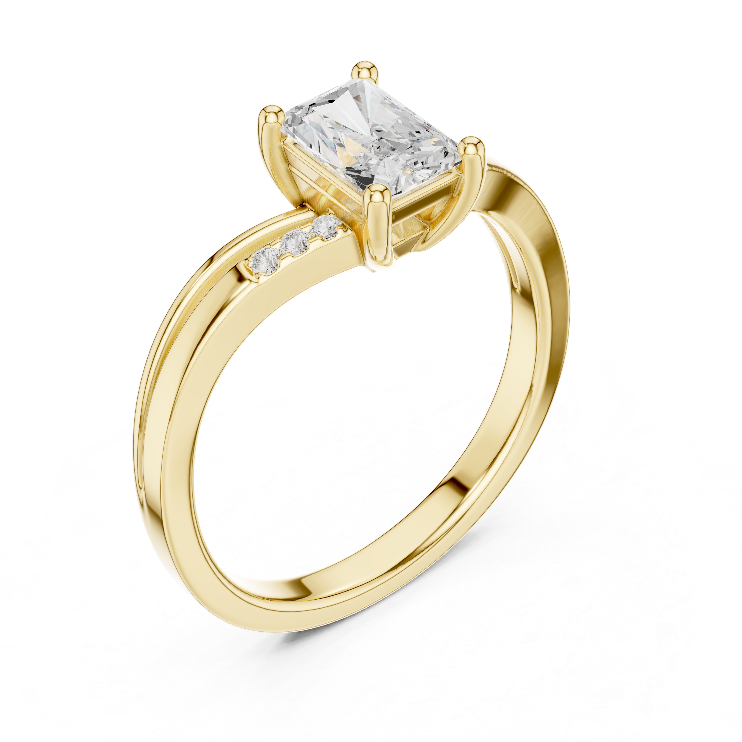 Radiant Diamond Split Shank Engagement Ring