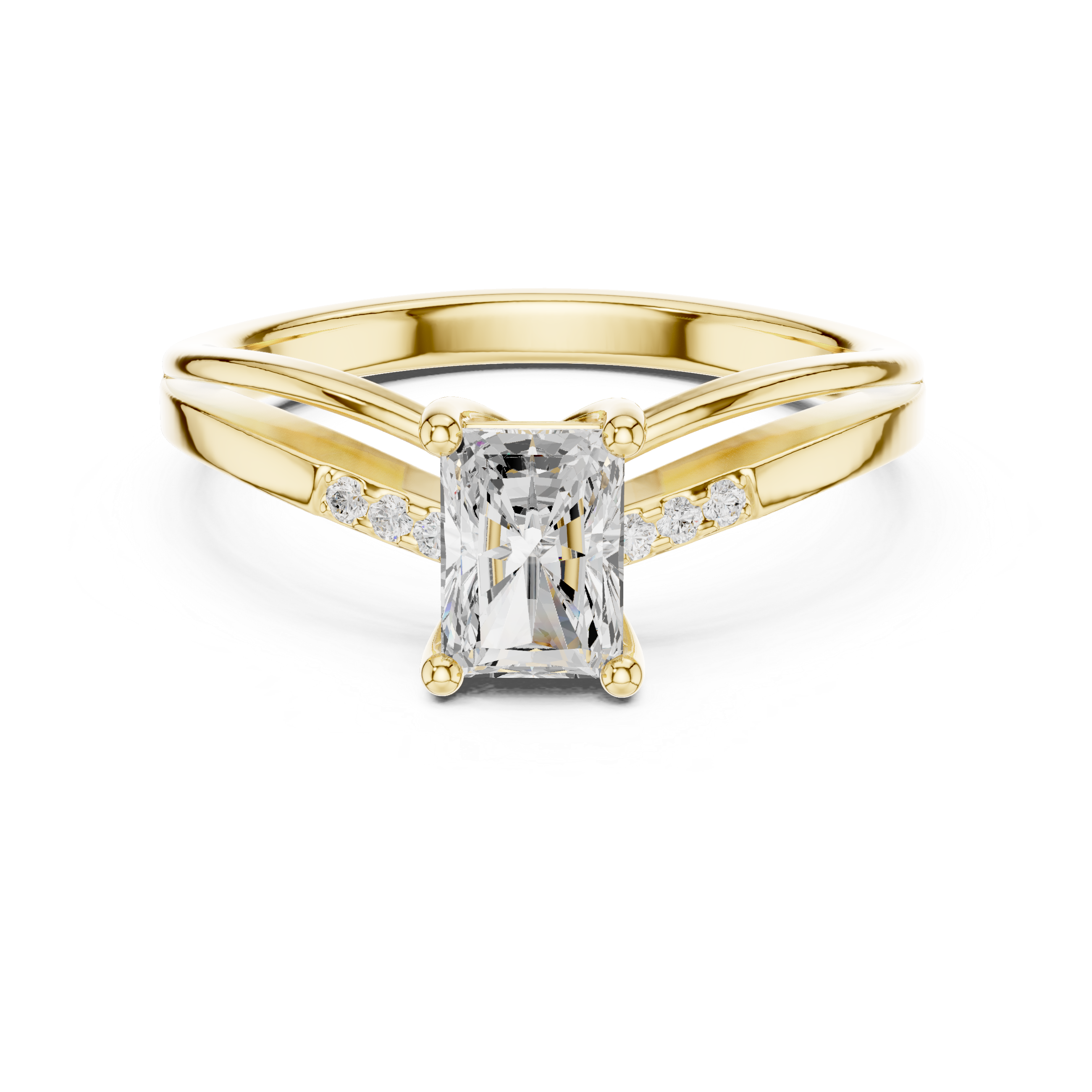Radiant Diamond Split Shank Engagement Ring