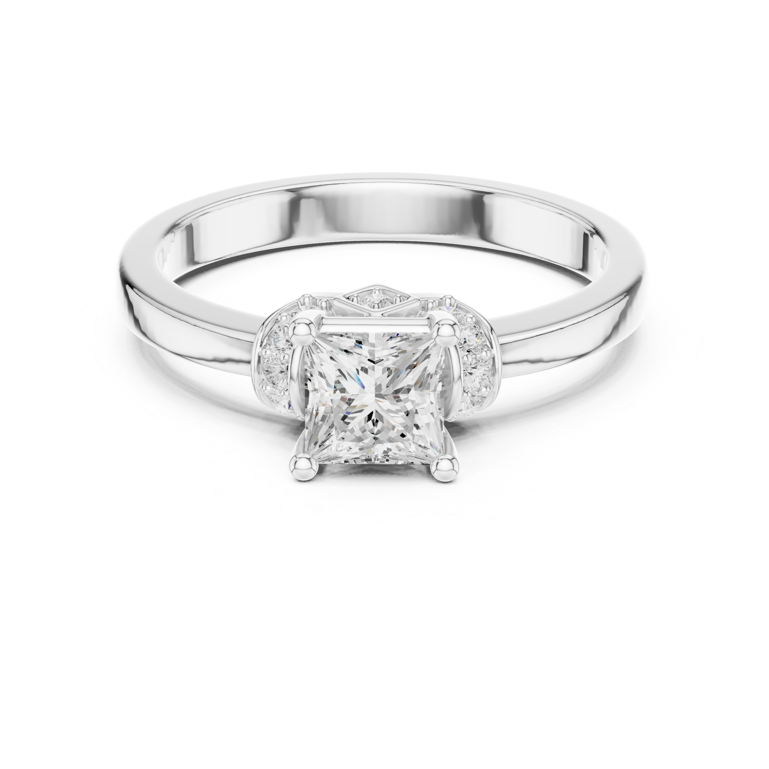 Vintage Princess Halo Diamond Engagement Ring
