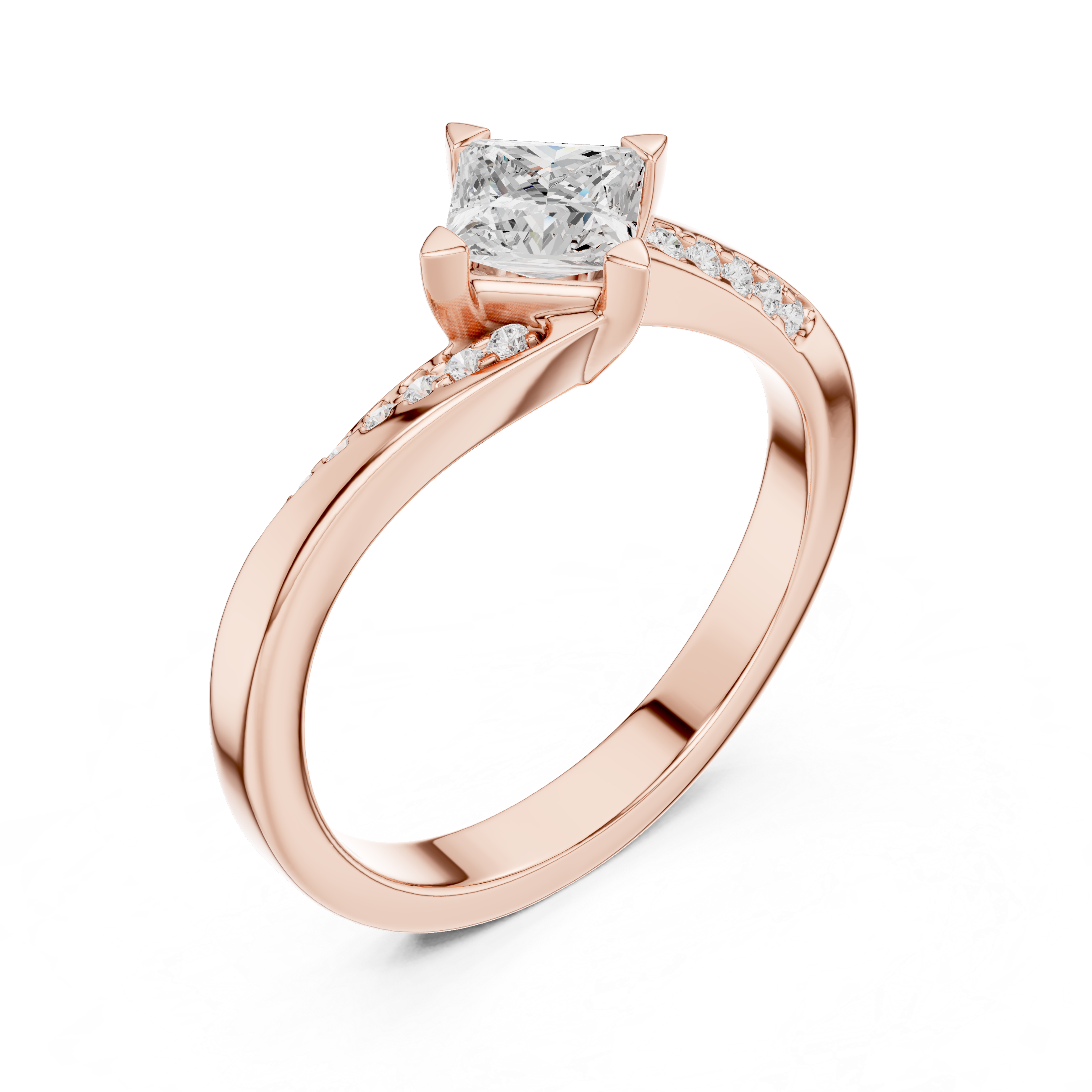 Twisted Princess Cut Diamond Engagement Ring