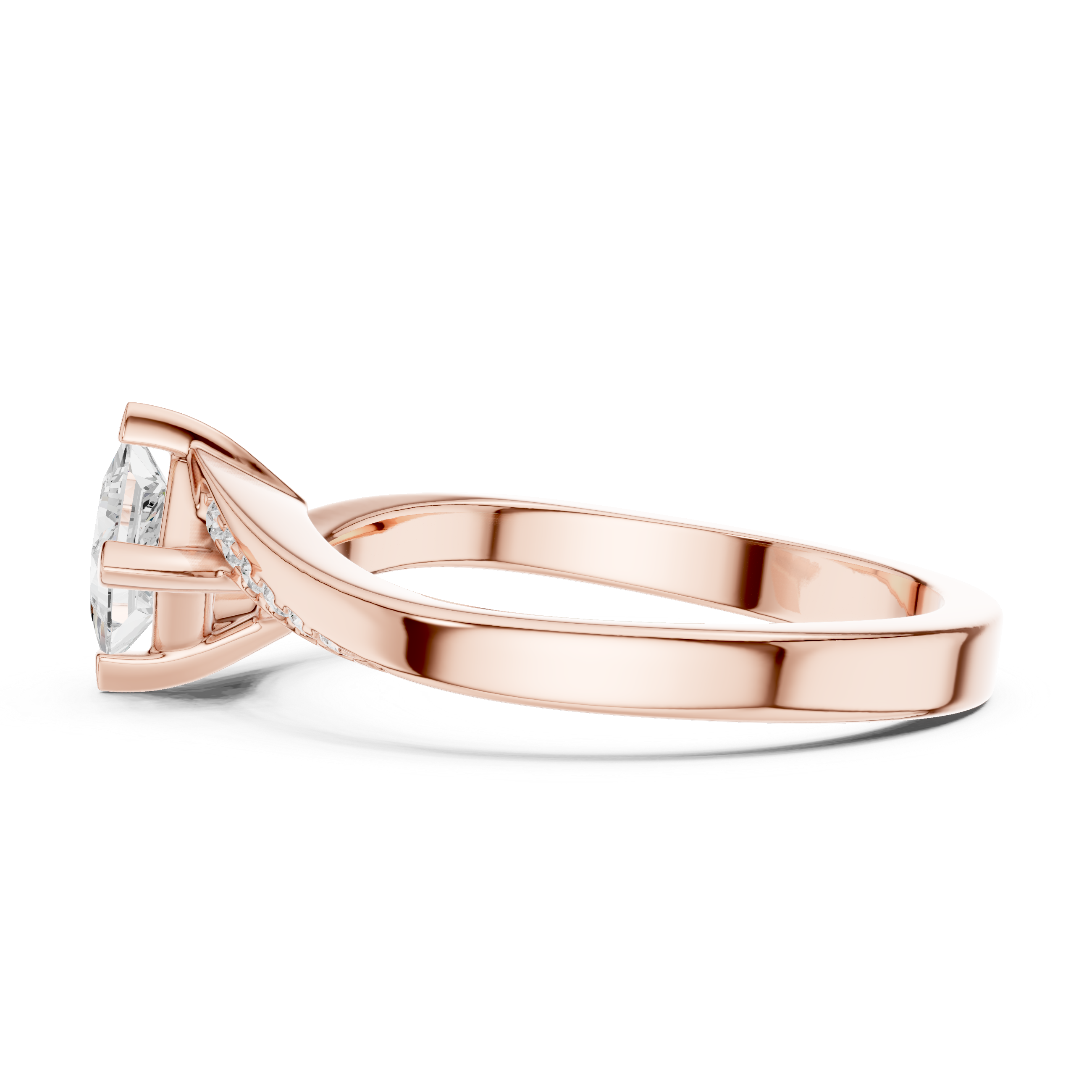 Twisted Princess Cut Diamond Engagement Ring