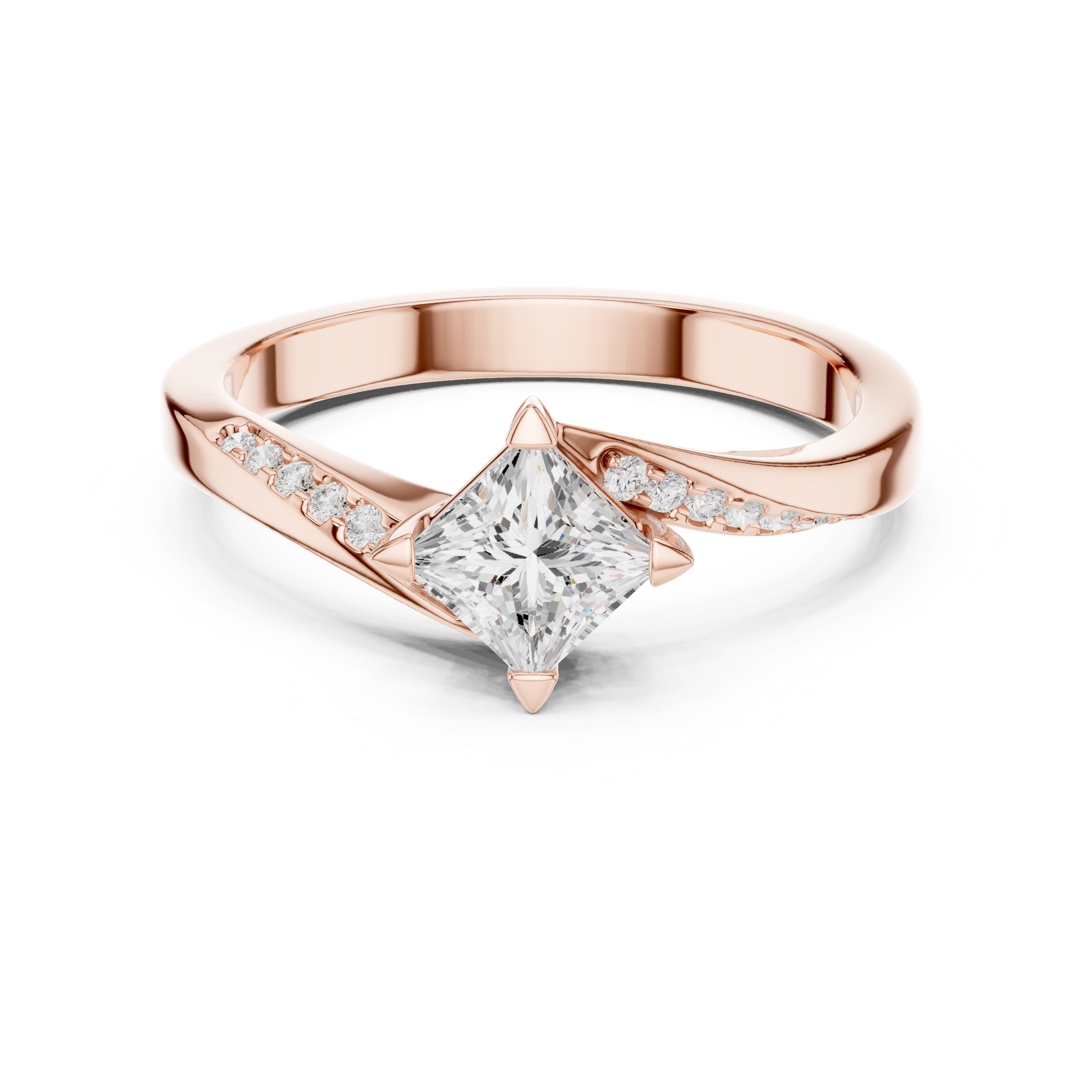 Twisted Princess Cut Diamond Engagement Ring