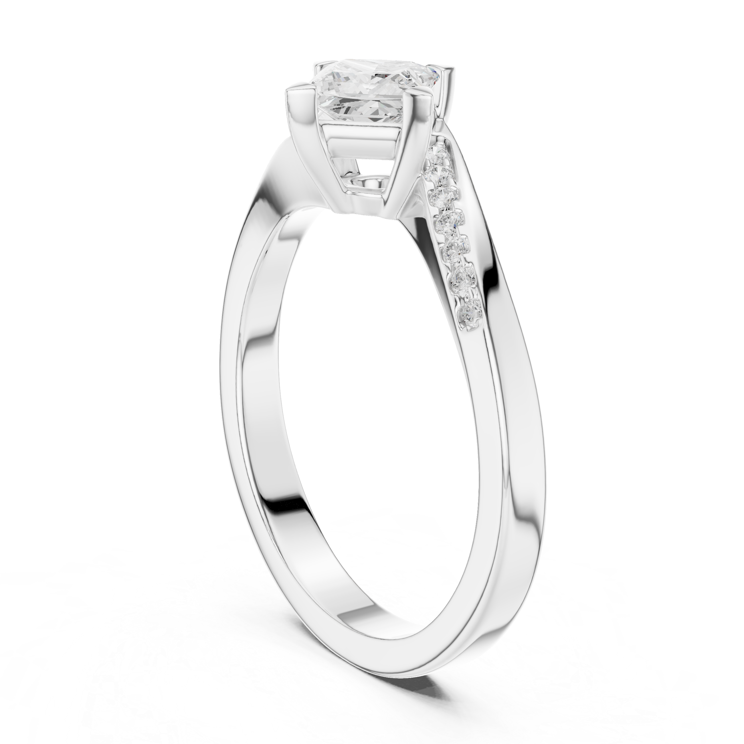 Twisted Princess Cut Diamond Engagement Ring