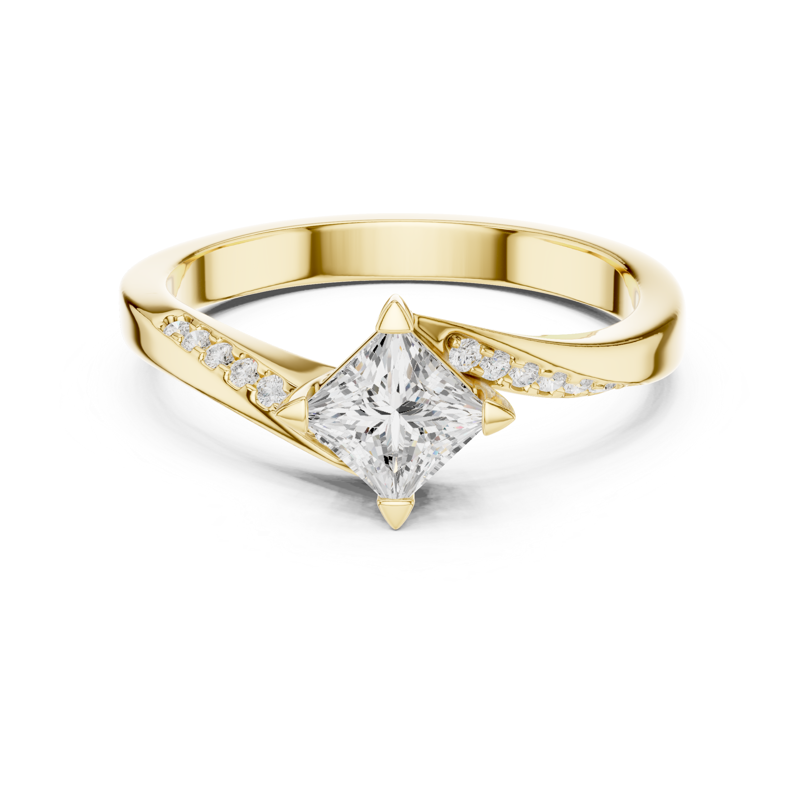 Twisted Princess Cut Diamond Engagement Ring