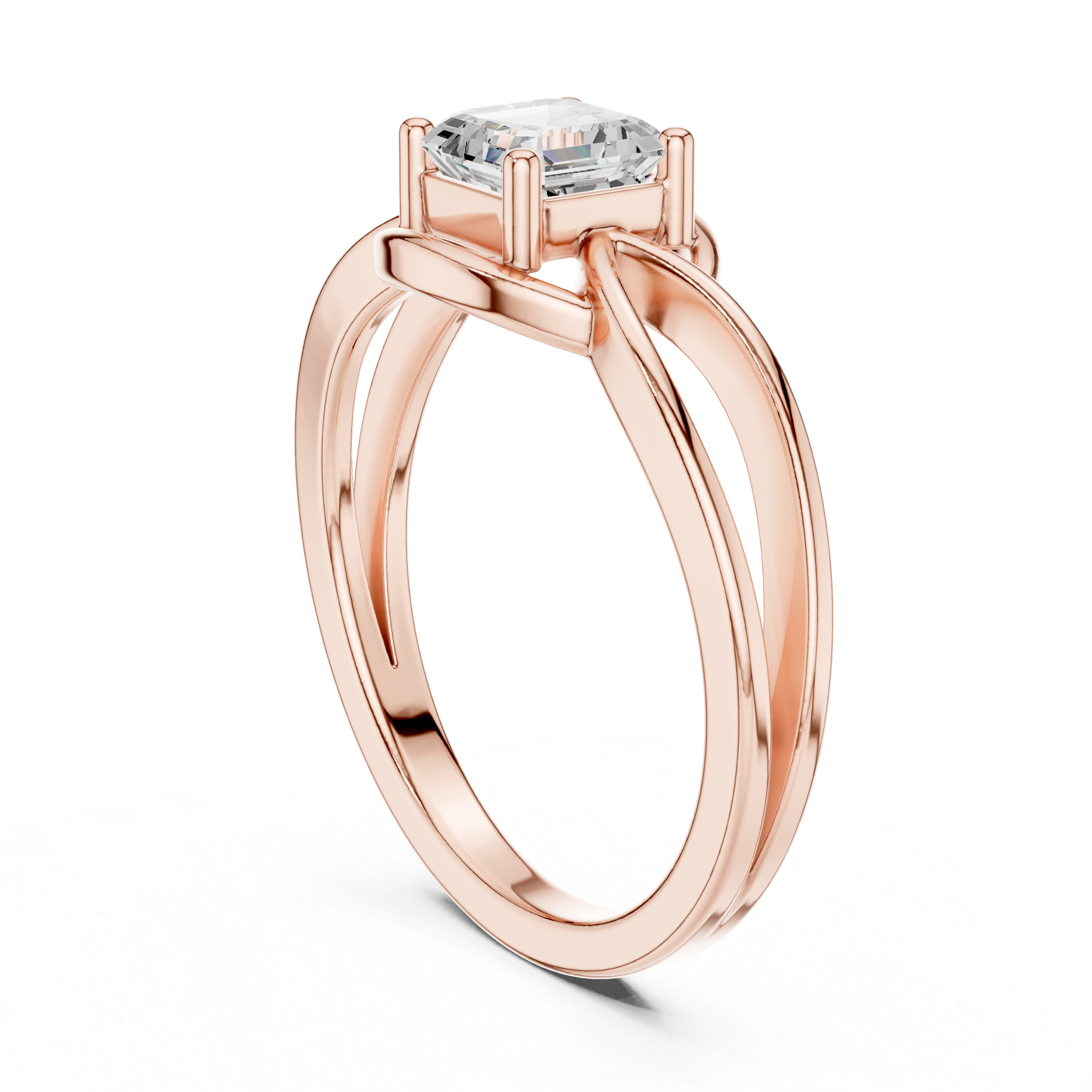 Infinity Emerald Cut Solitaire Engagement Ring