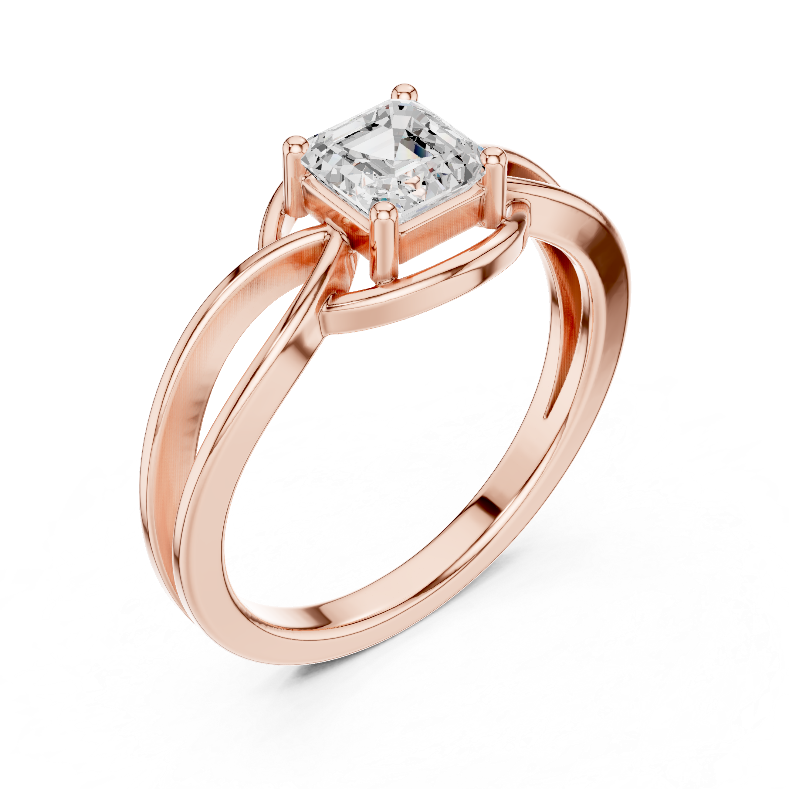 Infinity Emerald Cut Solitaire Engagement Ring