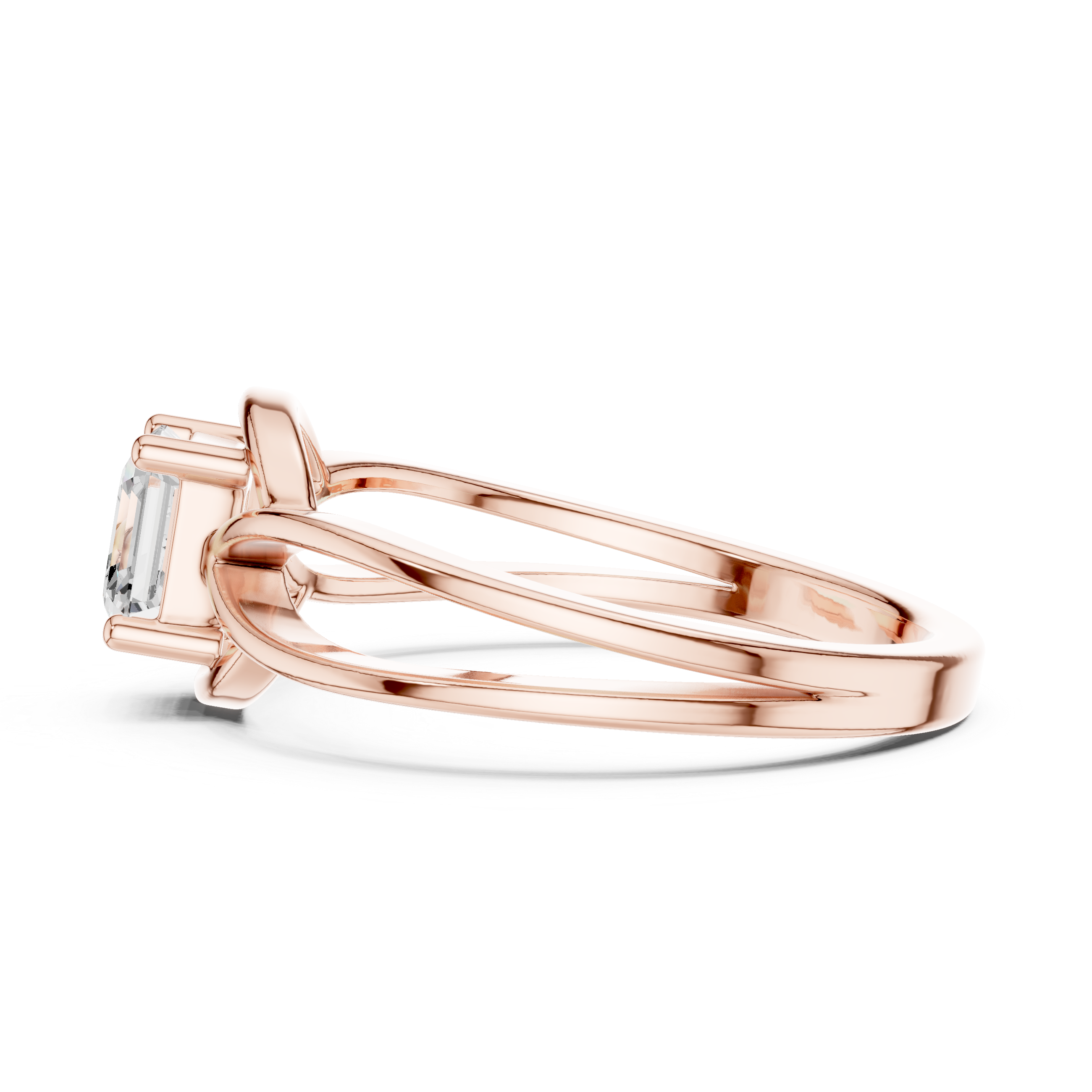 Infinity Emerald Cut Solitaire Engagement Ring