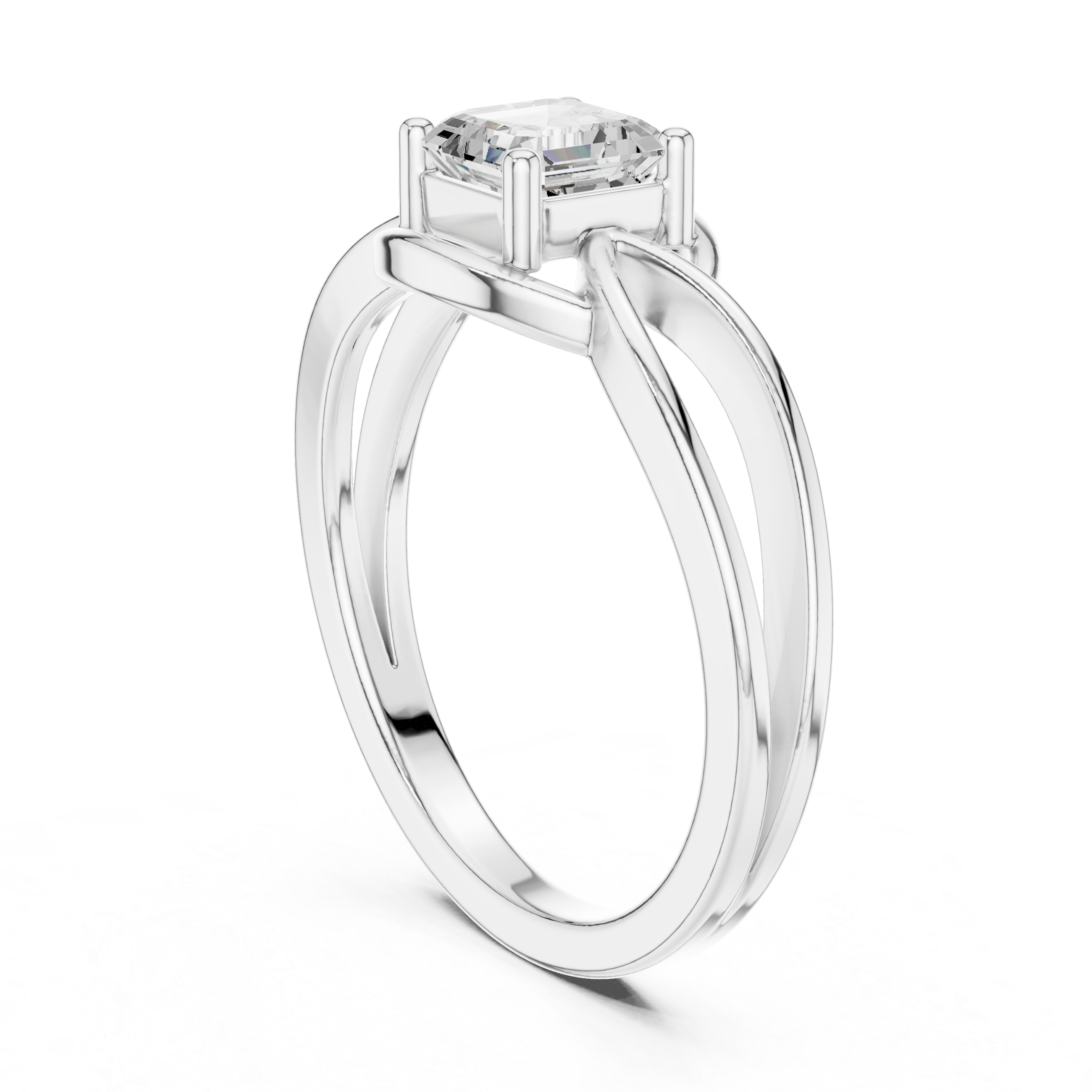 Infinity Emerald Cut Solitaire Engagement Ring