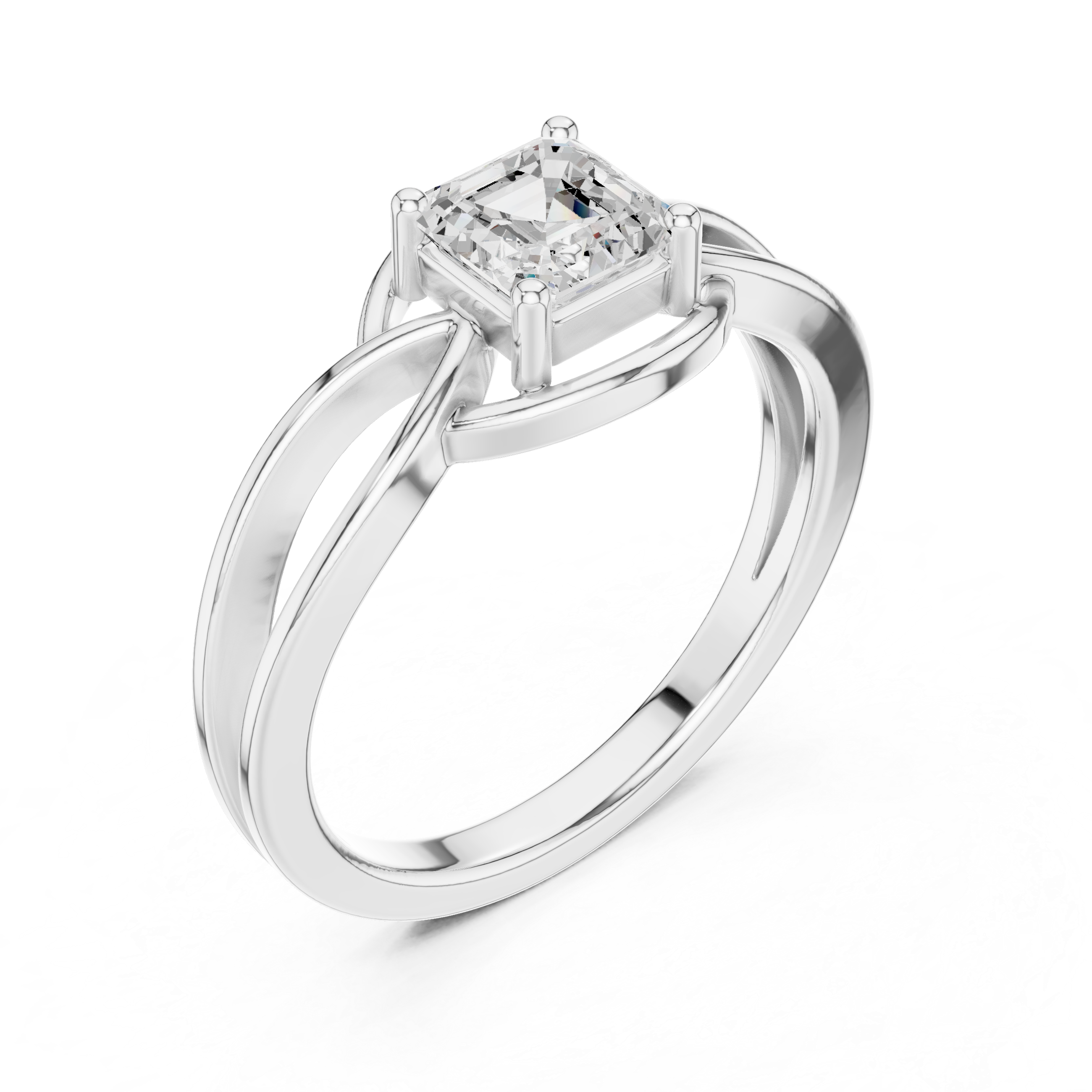 Infinity Emerald Cut Solitaire Engagement Ring