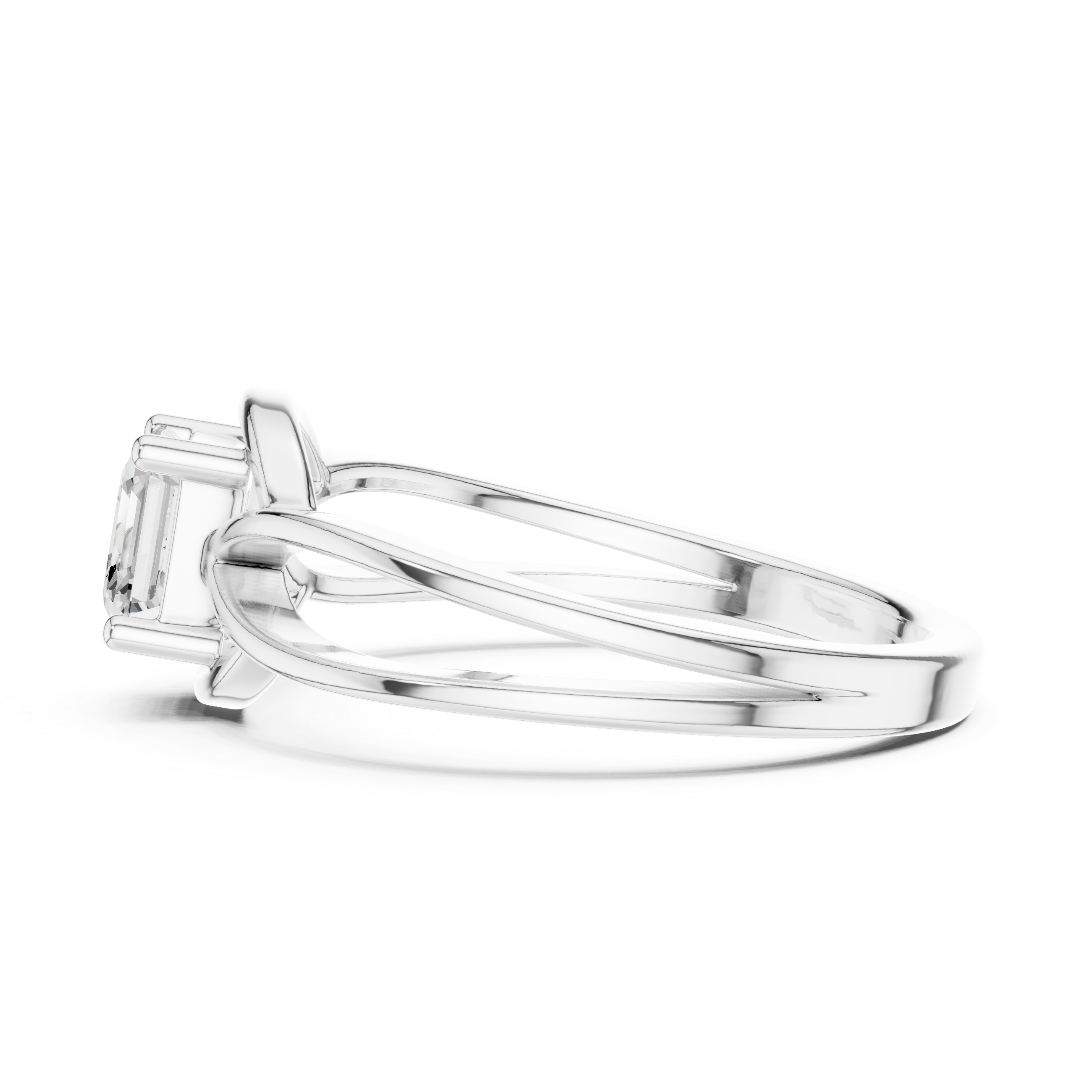Infinity Emerald Cut Solitaire Engagement Ring