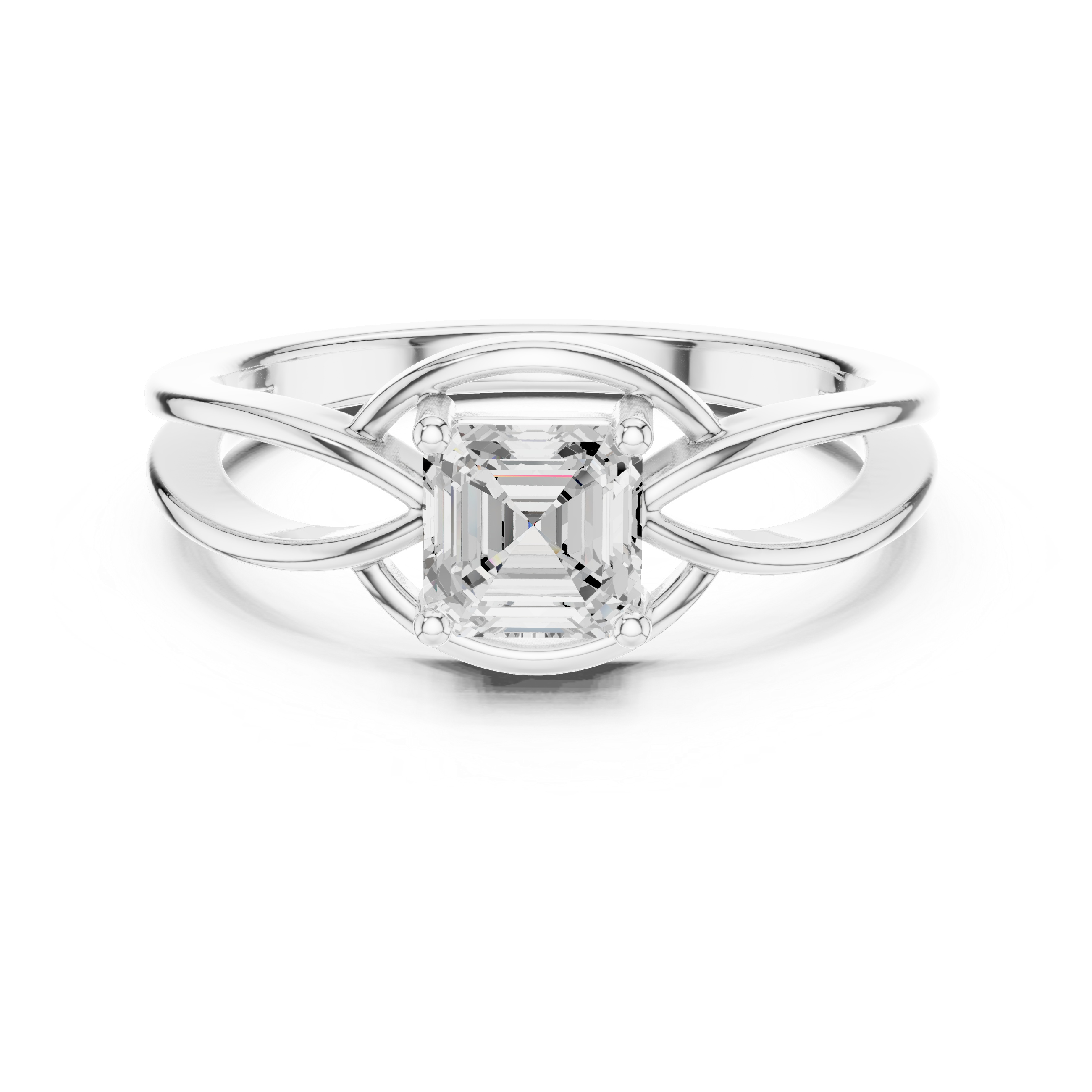 Infinity Emerald Cut Solitaire Engagement Ring