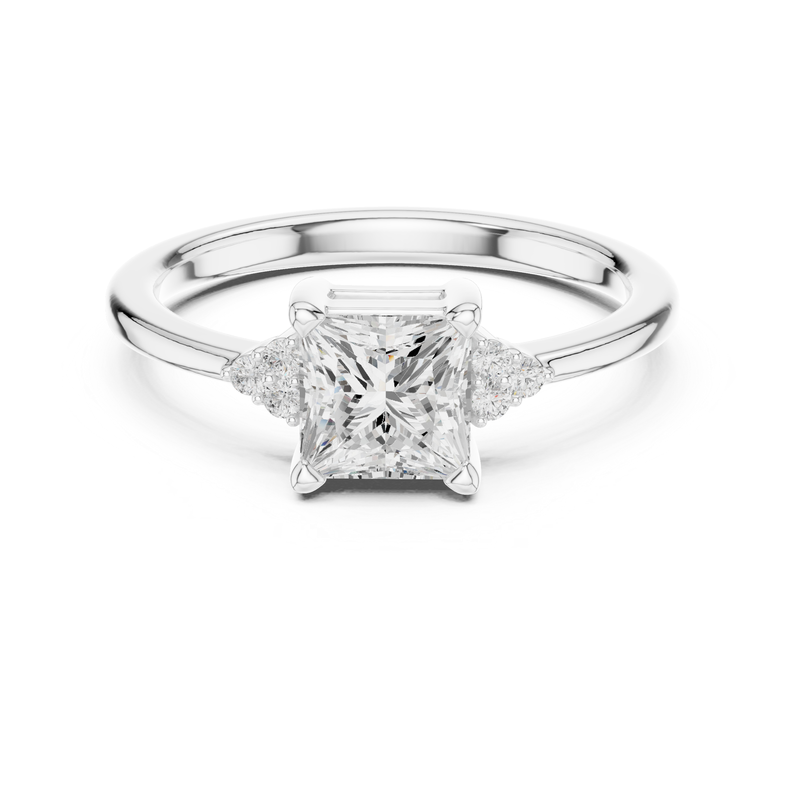Princess Cut Three Stone Engagement Ring