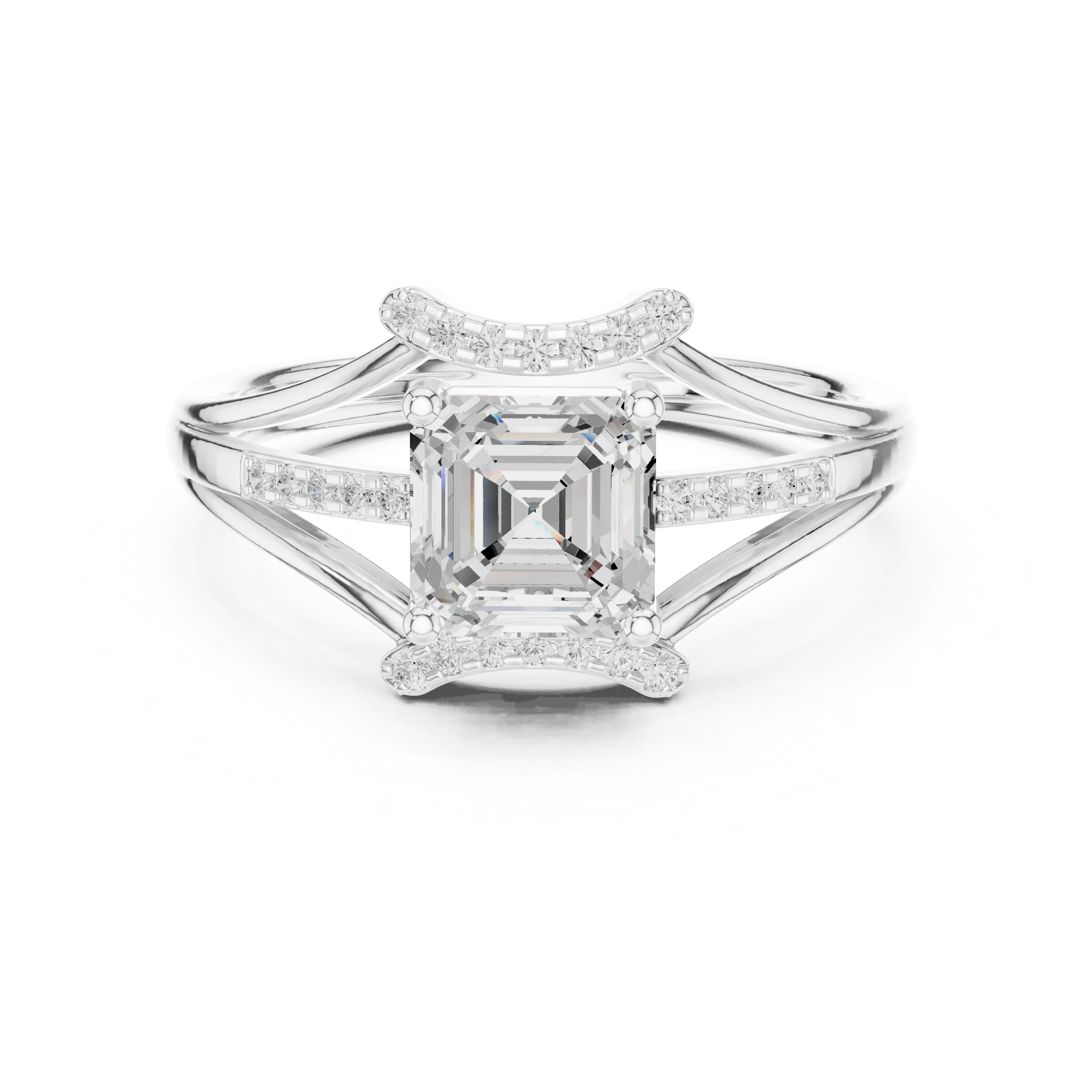 Split Shank Emerald Cut Diamond Engagement Ring