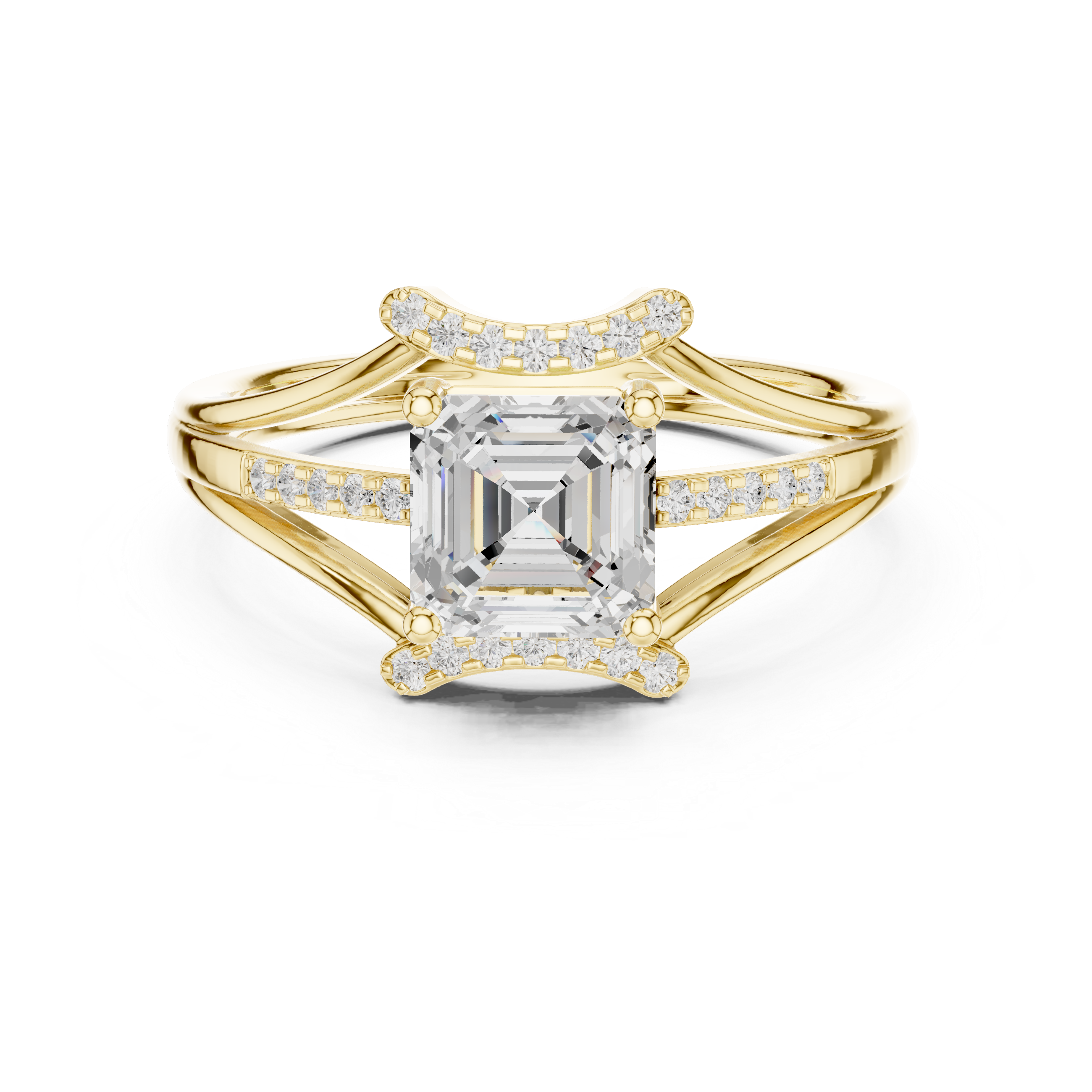 Split Shank Emerald Cut Diamond Engagement Ring