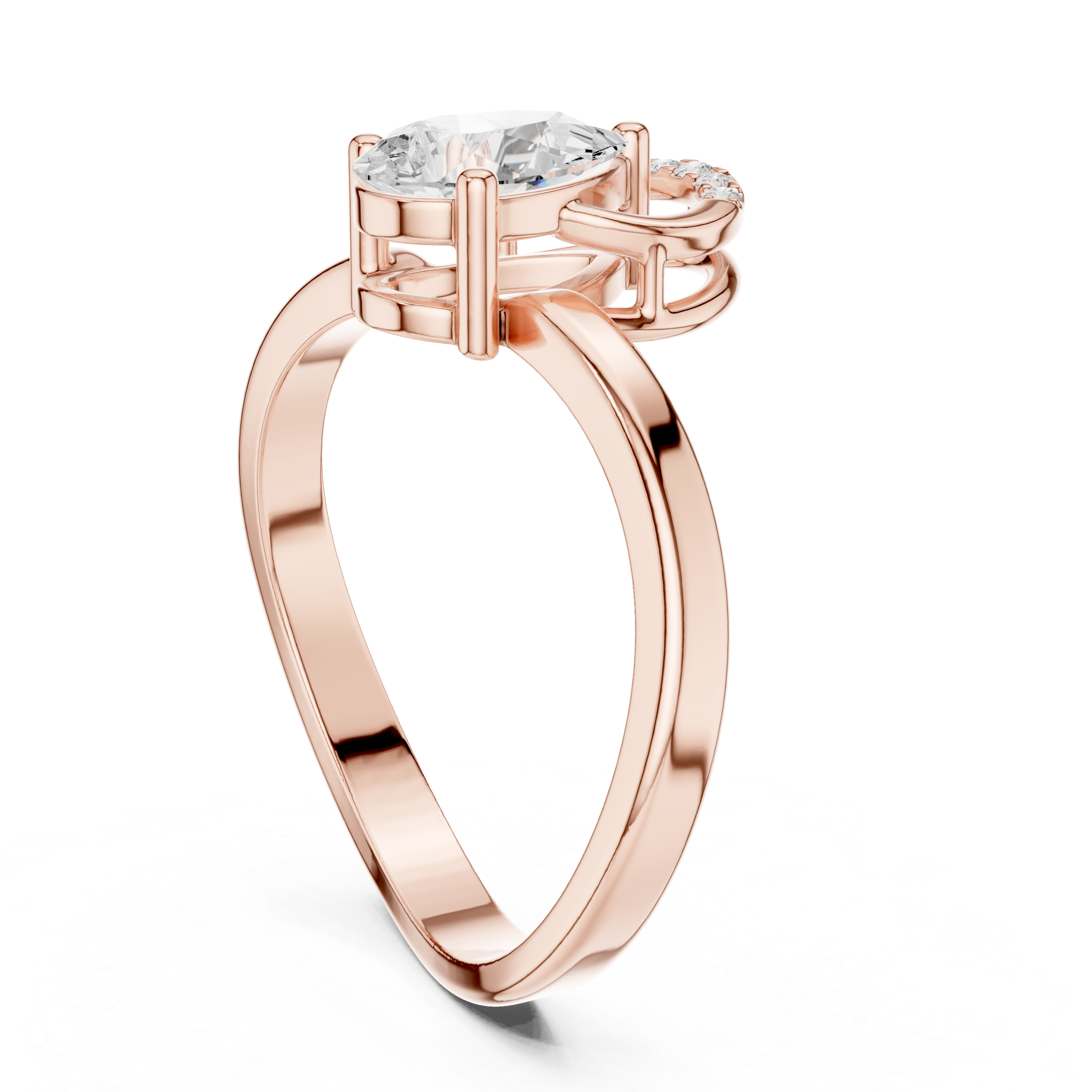 Modern Halo Pear Diamond Engagement Ring