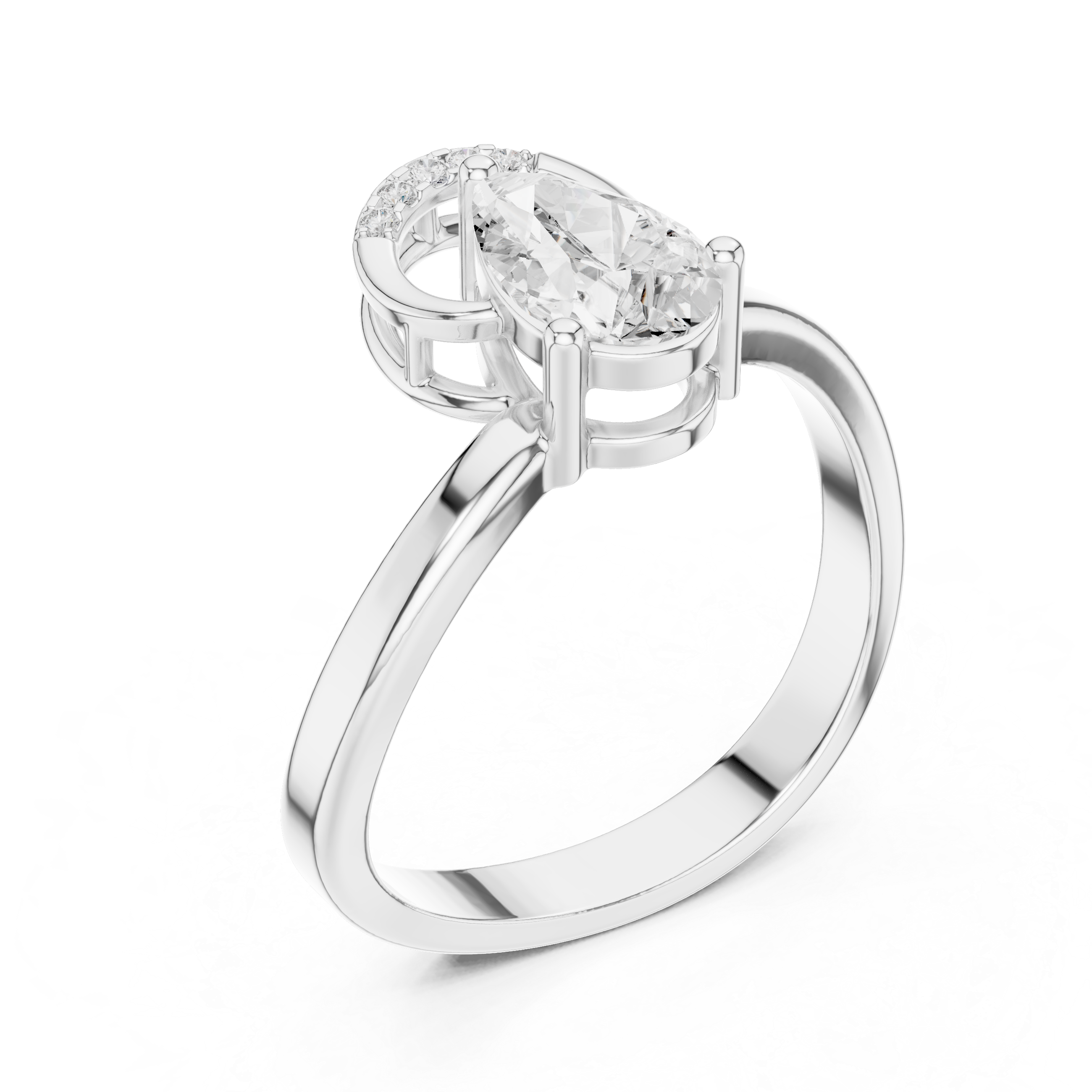 Modern Halo Pear Diamond Engagement Ring