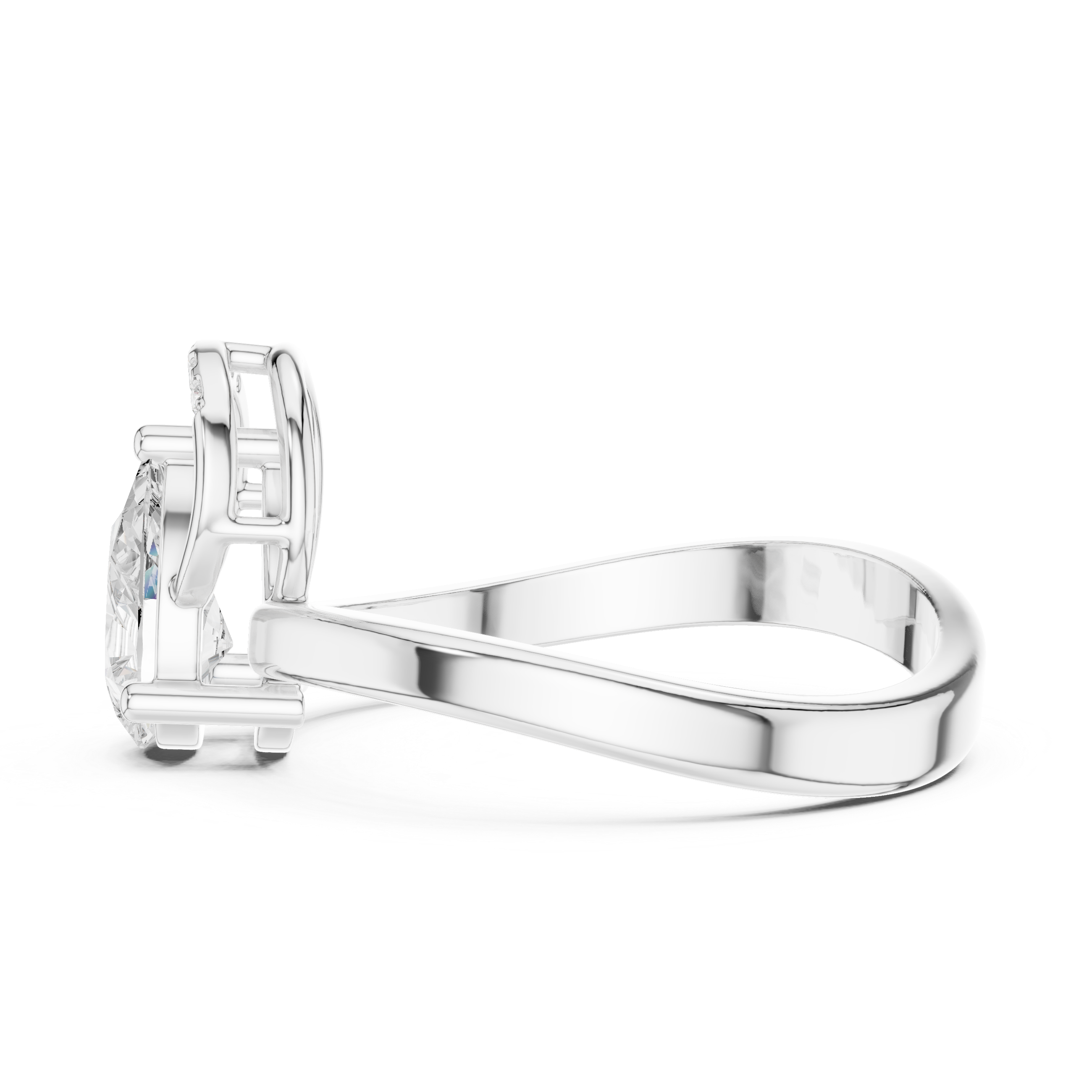 Modern Halo Pear Diamond Engagement Ring