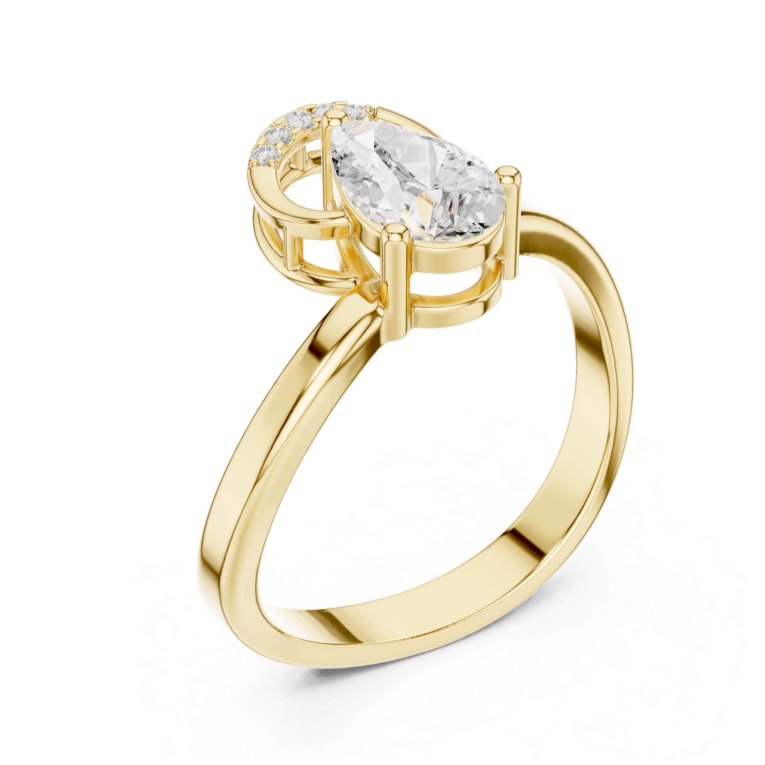 Modern Halo Pear Diamond Engagement Ring