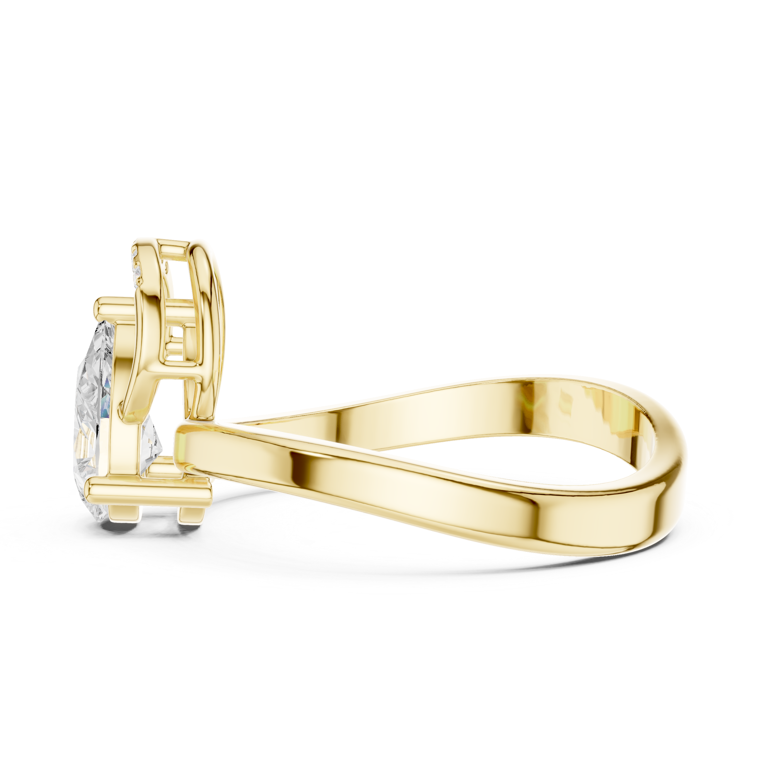 Modern Halo Pear Diamond Engagement Ring
