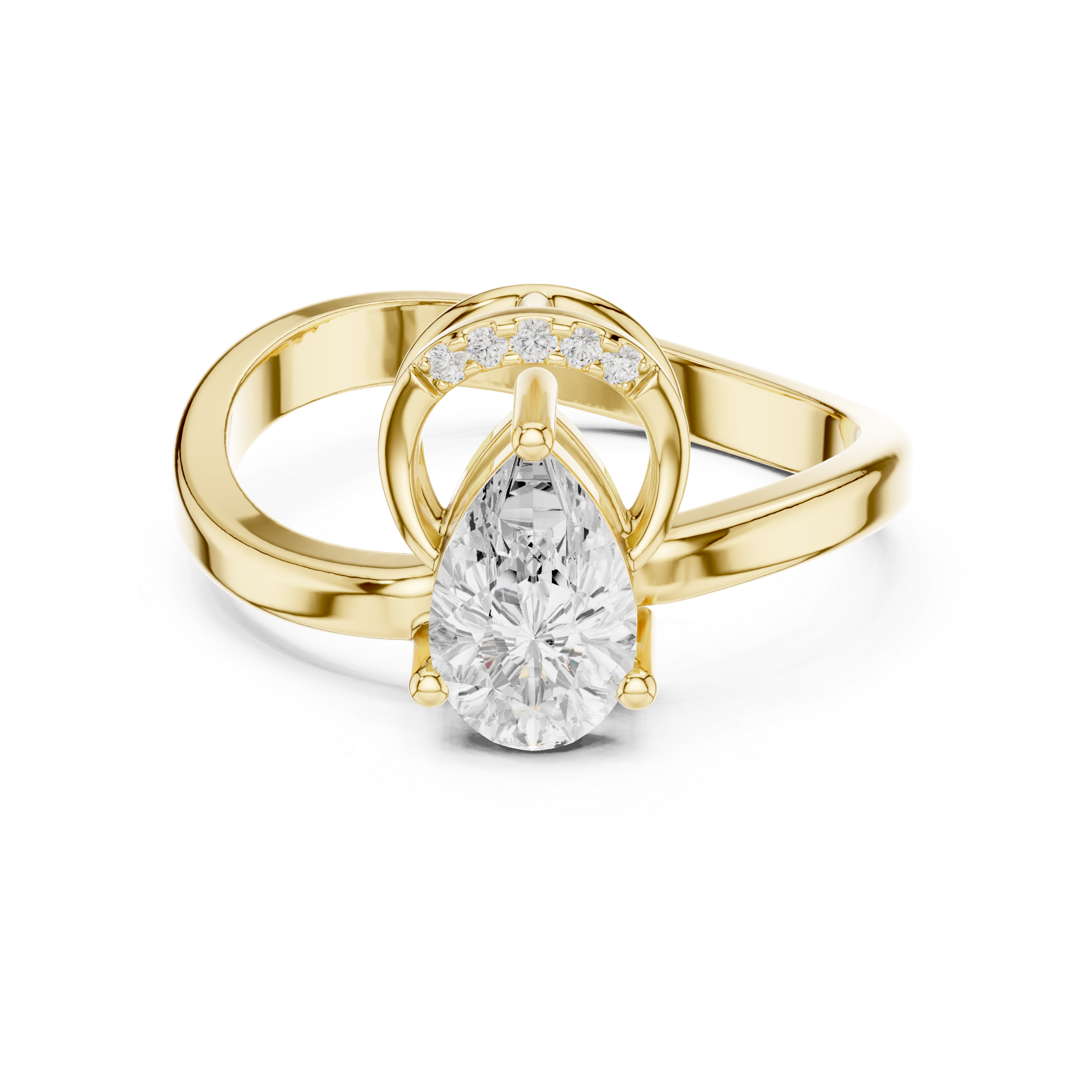 Modern Halo Pear Diamond Engagement Ring