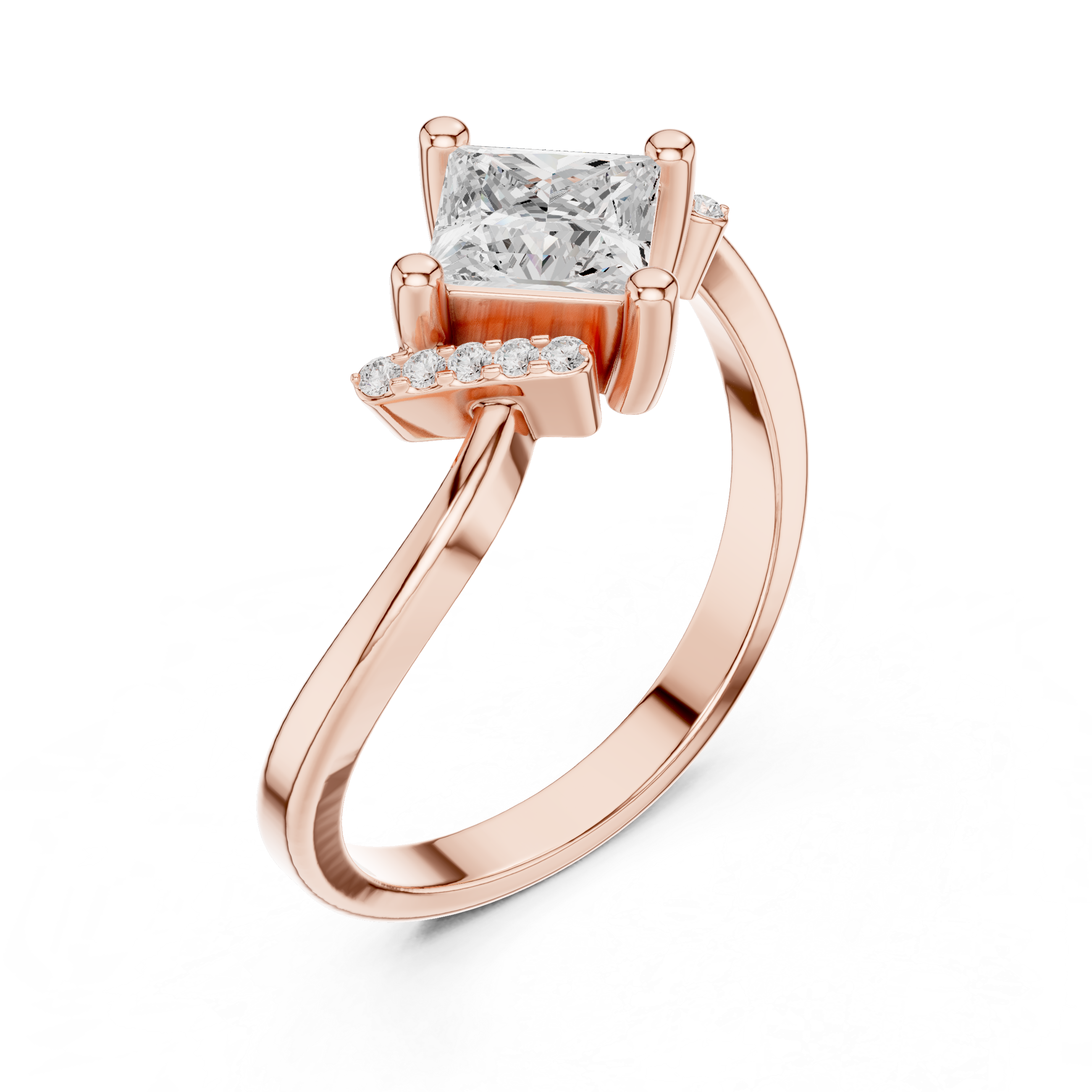 Modern Bypass Princess Diamond Ring