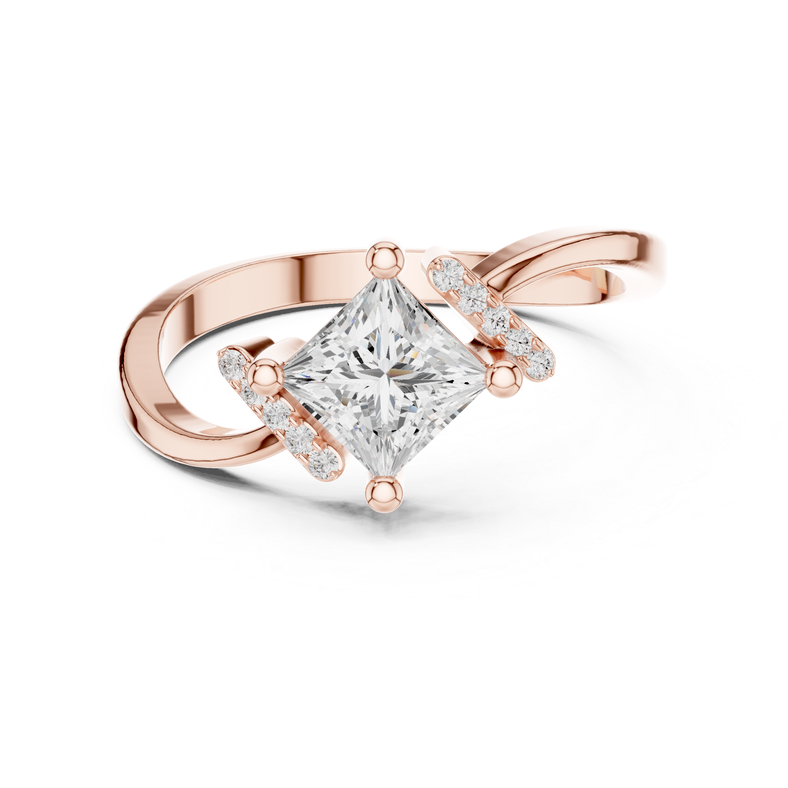 Modern Bypass Princess Diamond Ring