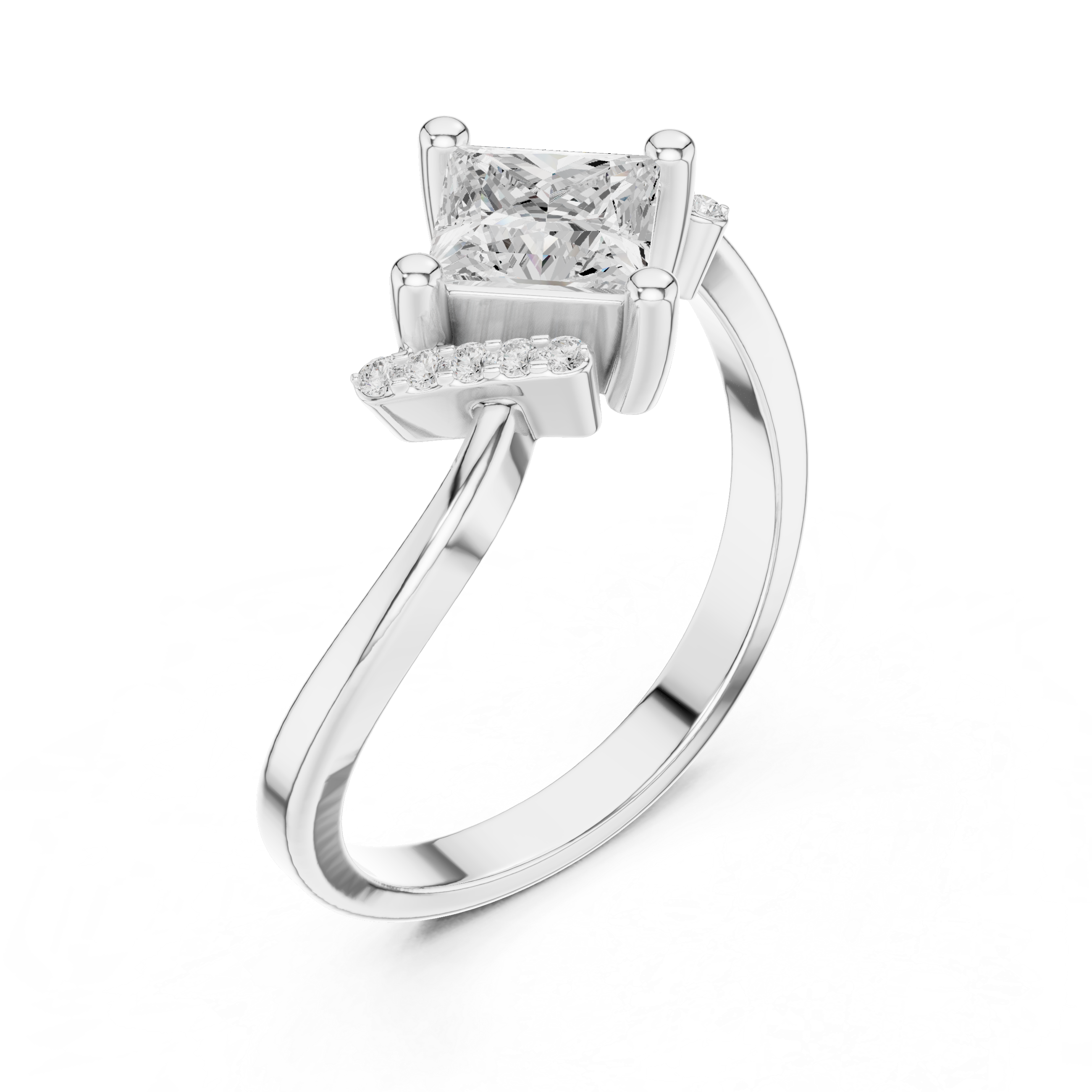 Modern Bypass Princess Diamond Ring