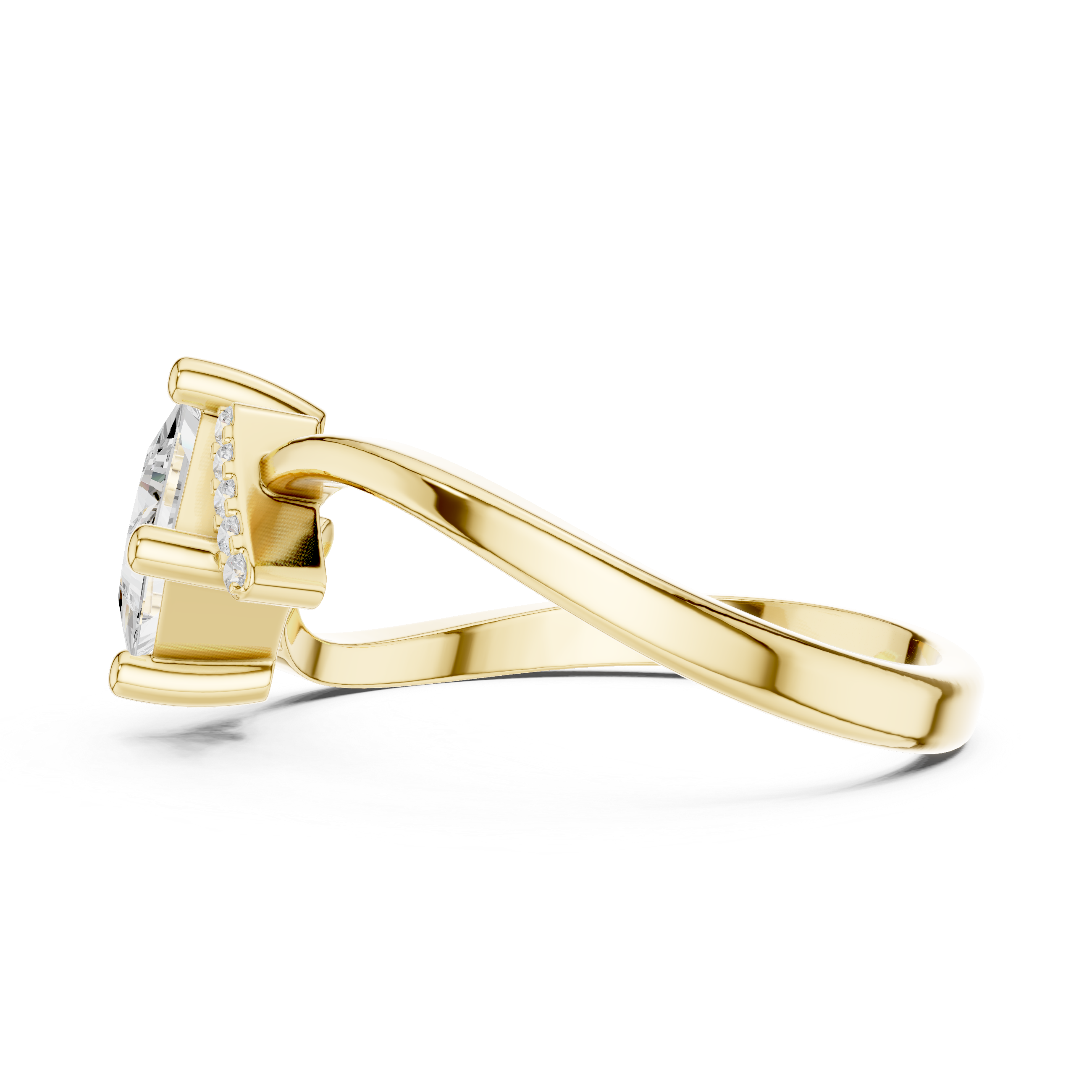 Modern Bypass Princess Diamond Ring