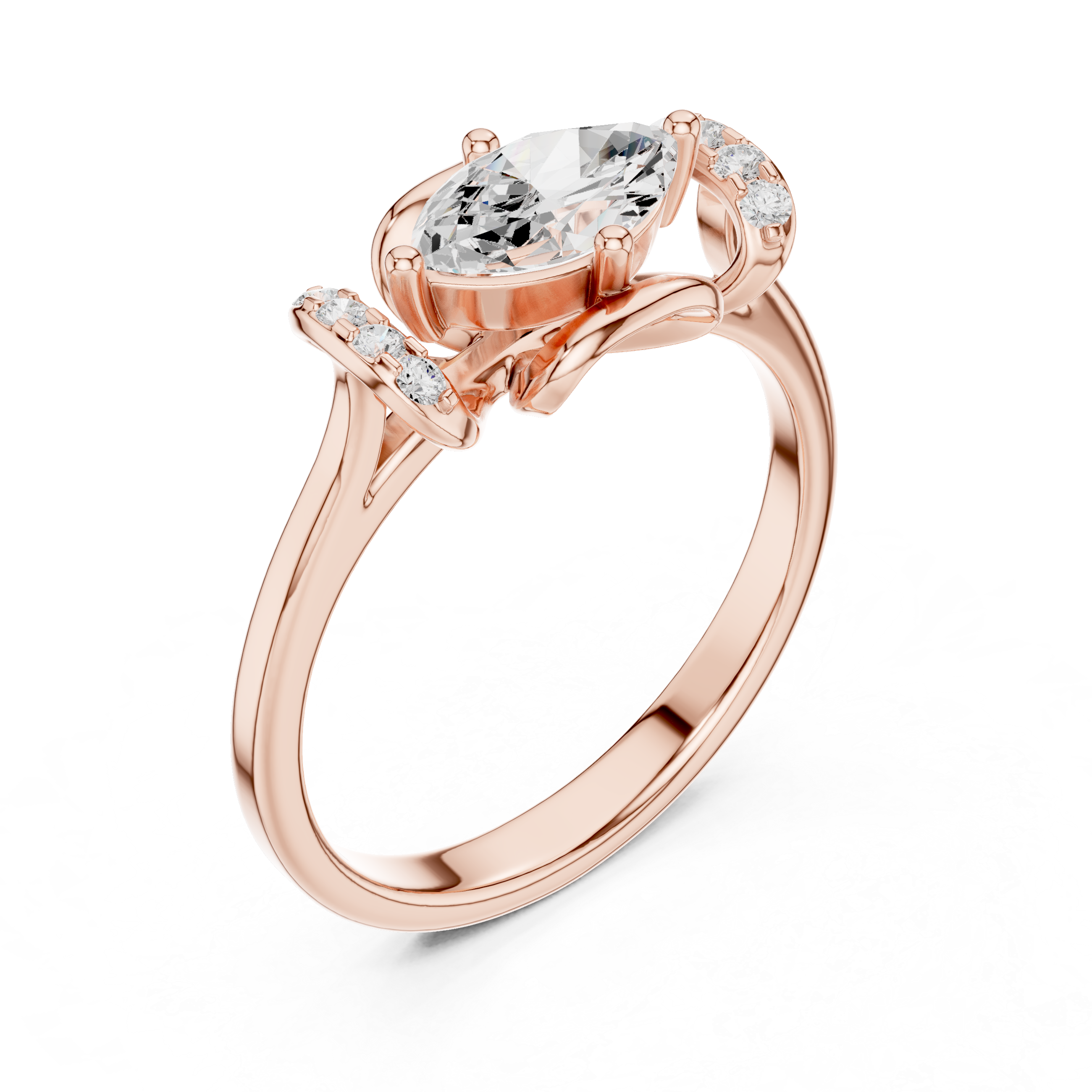 Marquise Diamond Bow Engagement Ring
