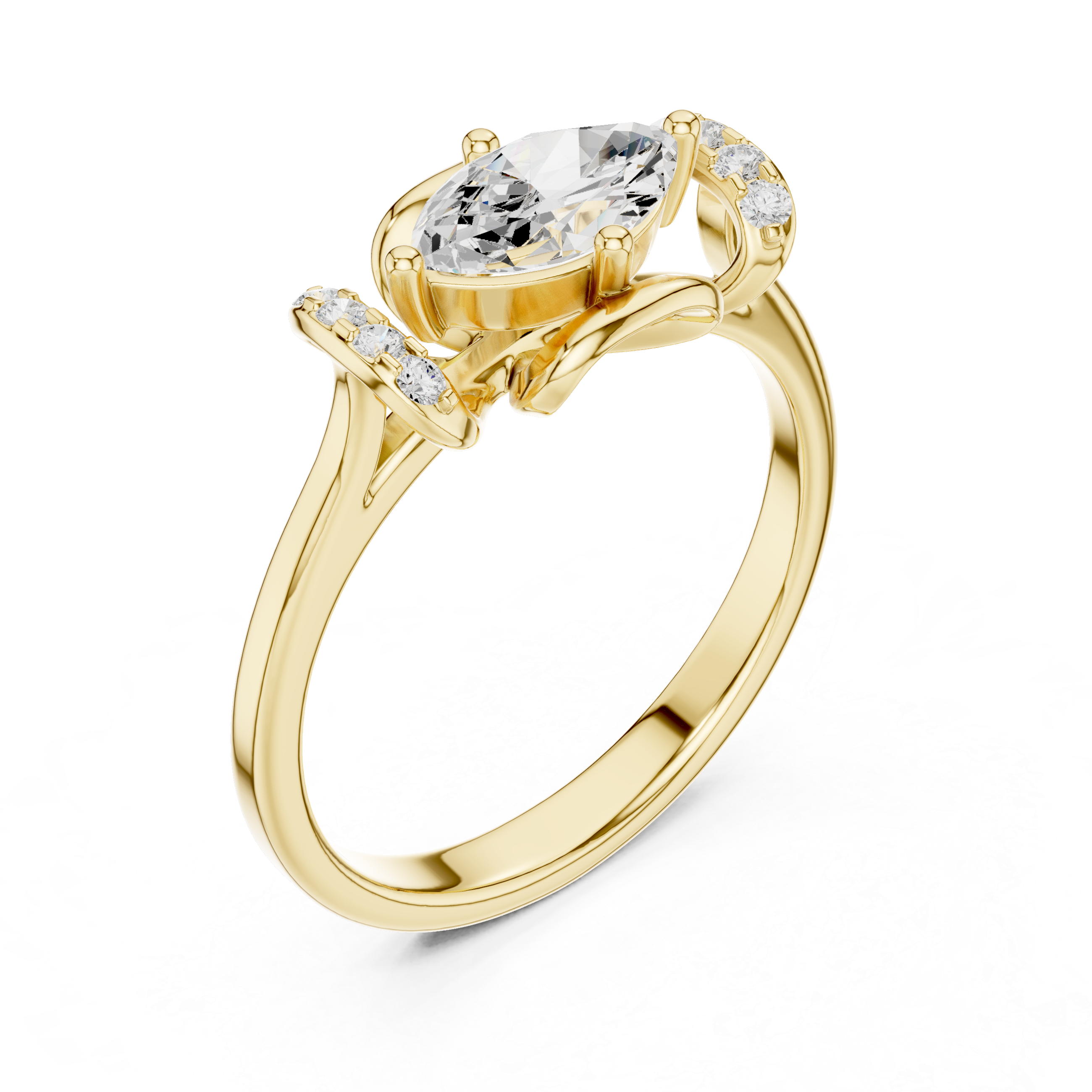 Marquise Diamond Bow Engagement Ring