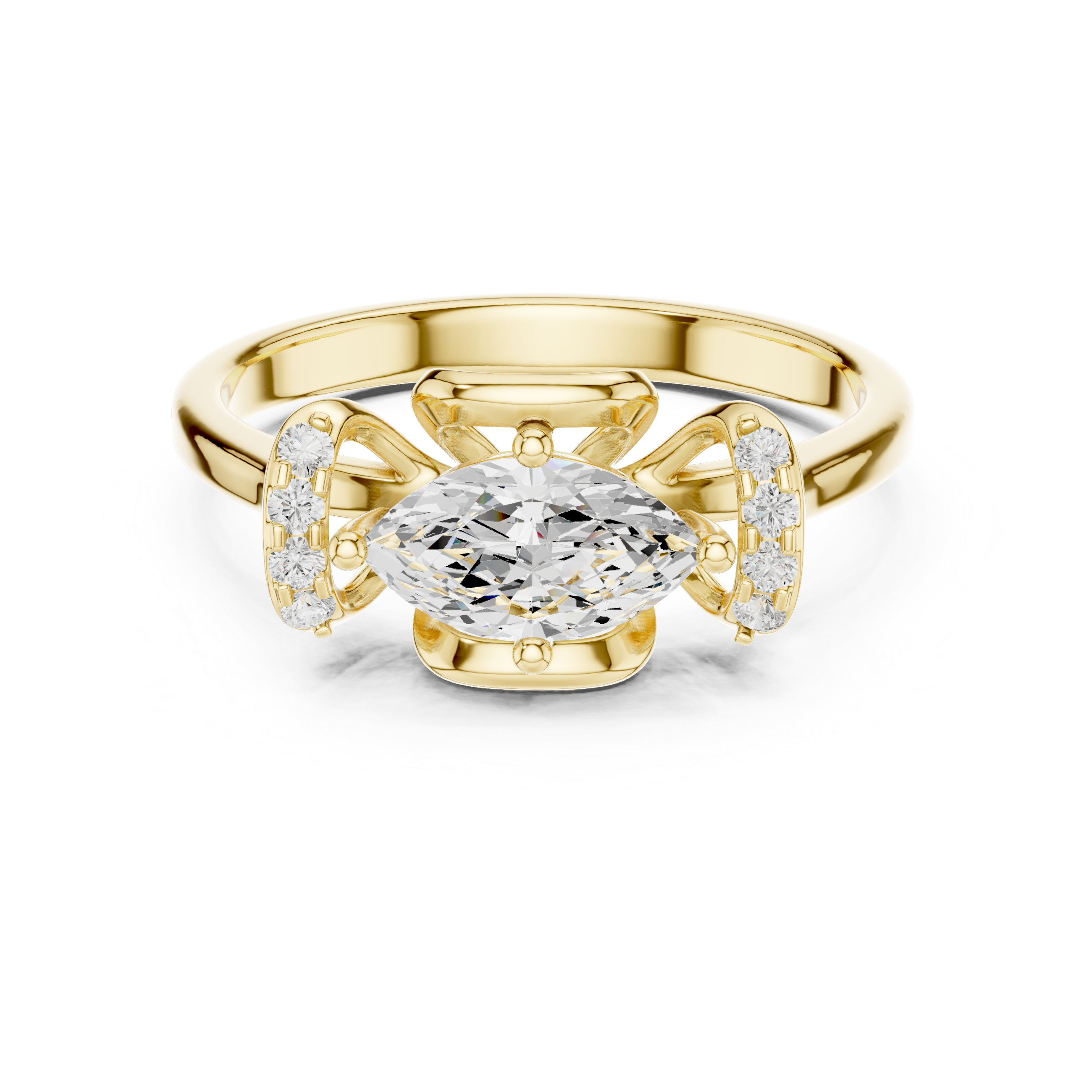 Marquise Diamond Bow Engagement Ring